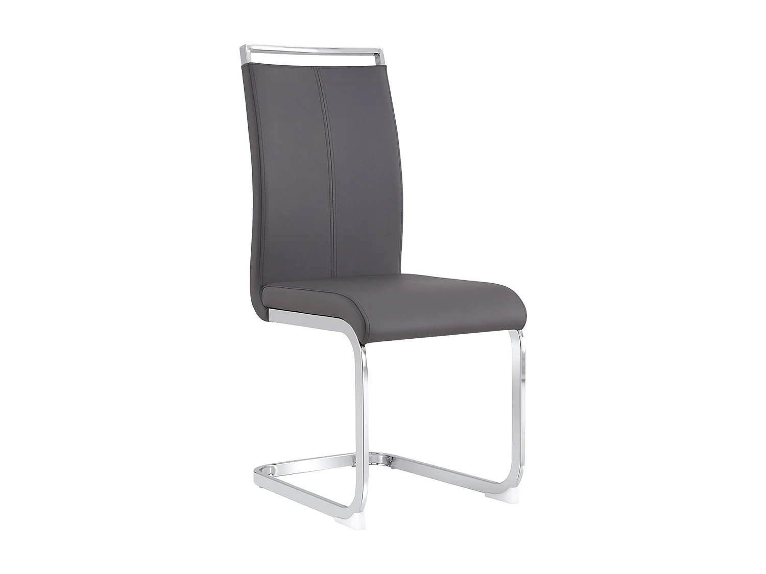 Lot de 4 chaises de salle à manger - structure en métal et revêtement en similicuir - PU gris