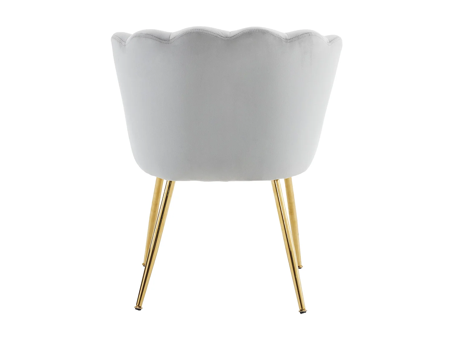 Silla de comedor de terciopelo con respaldo capitoné y patas de metal dorado – gris