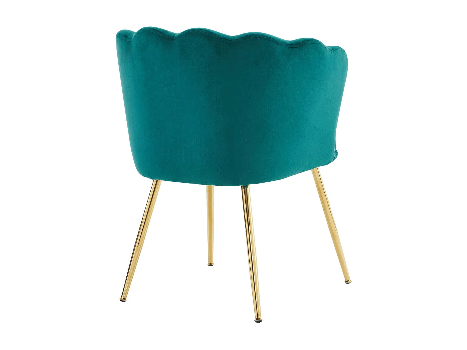 Chaise de salle à manger velours, dossier pétale avec coussin papillon, piètement métal doré – vert