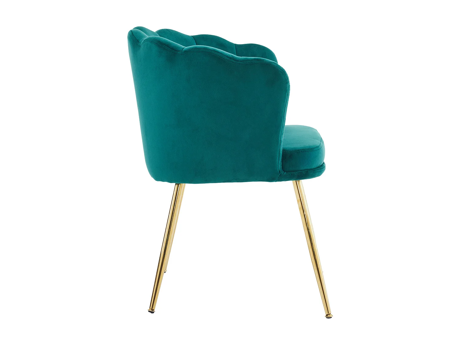 Chaise de salle à manger velours, dossier pétale avec coussin papillon, piètement métal doré – vert