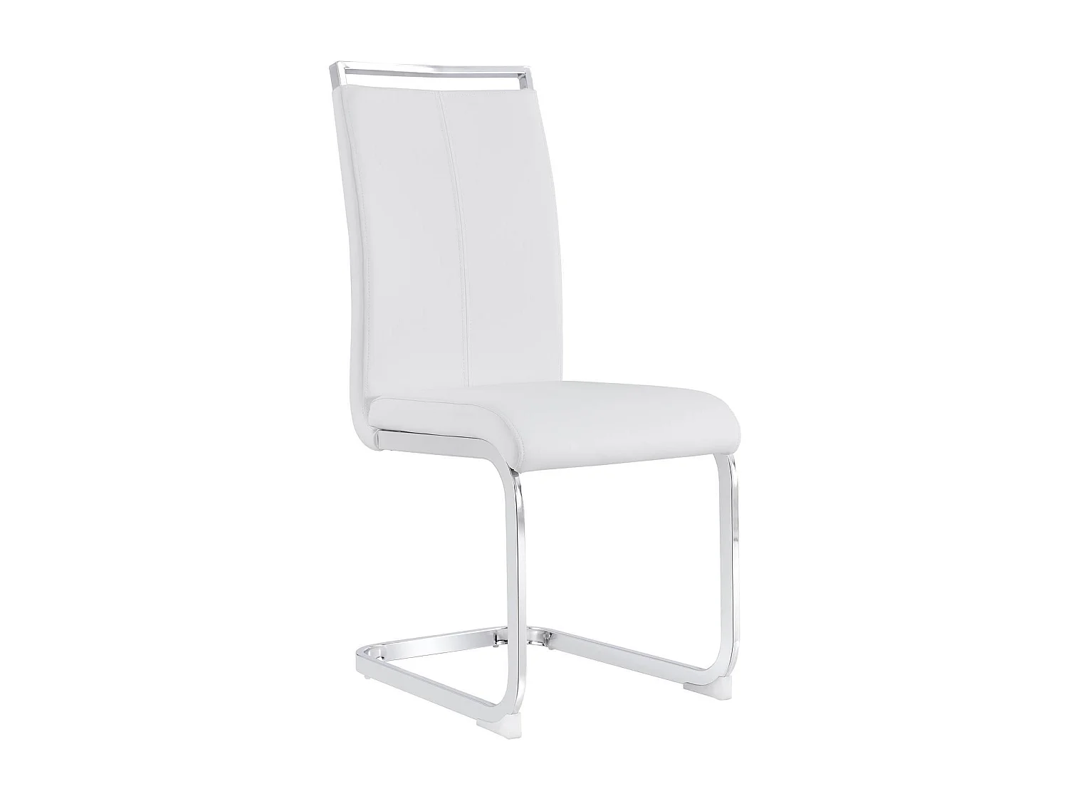 Lot de 4 chaises de salle à manger - structure en métal et revêtement en similicuir - PU blanc