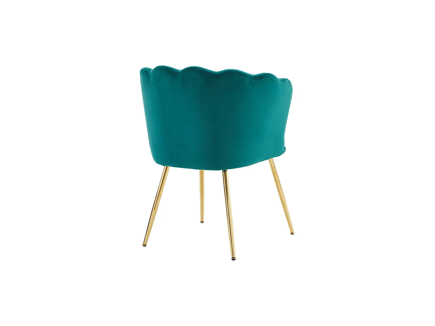 Chaise de salle à manger velours, dossier pétale capitonné, pieds métal doré – vert