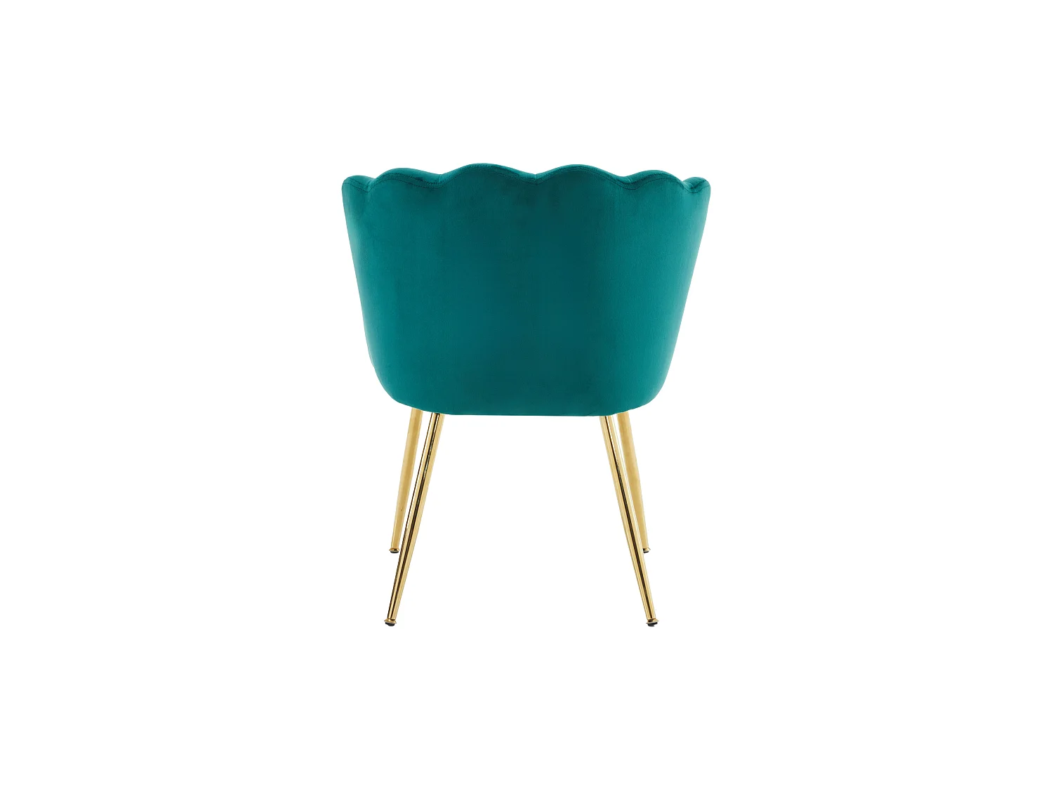 Chaise de salle à manger velours, dossier pétale capitonné, pieds métal doré – vert
