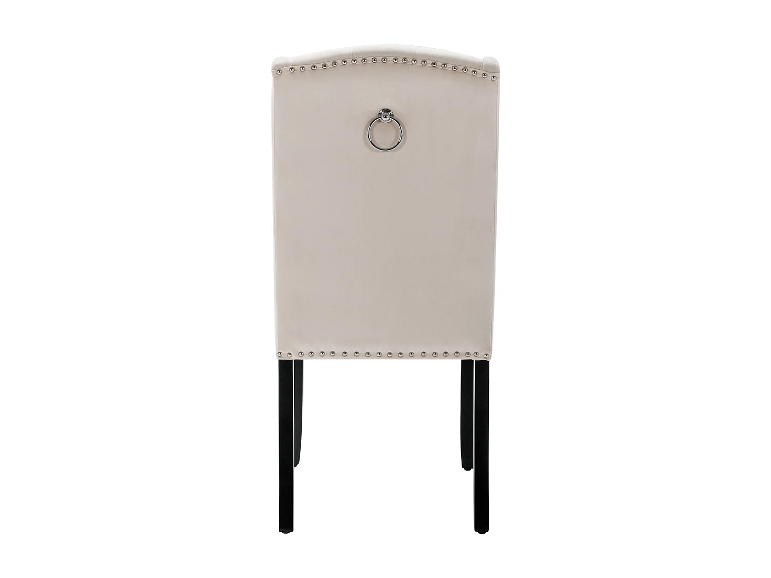 Set van 6 fluwelen stoelen met eikenhouten poten – beige