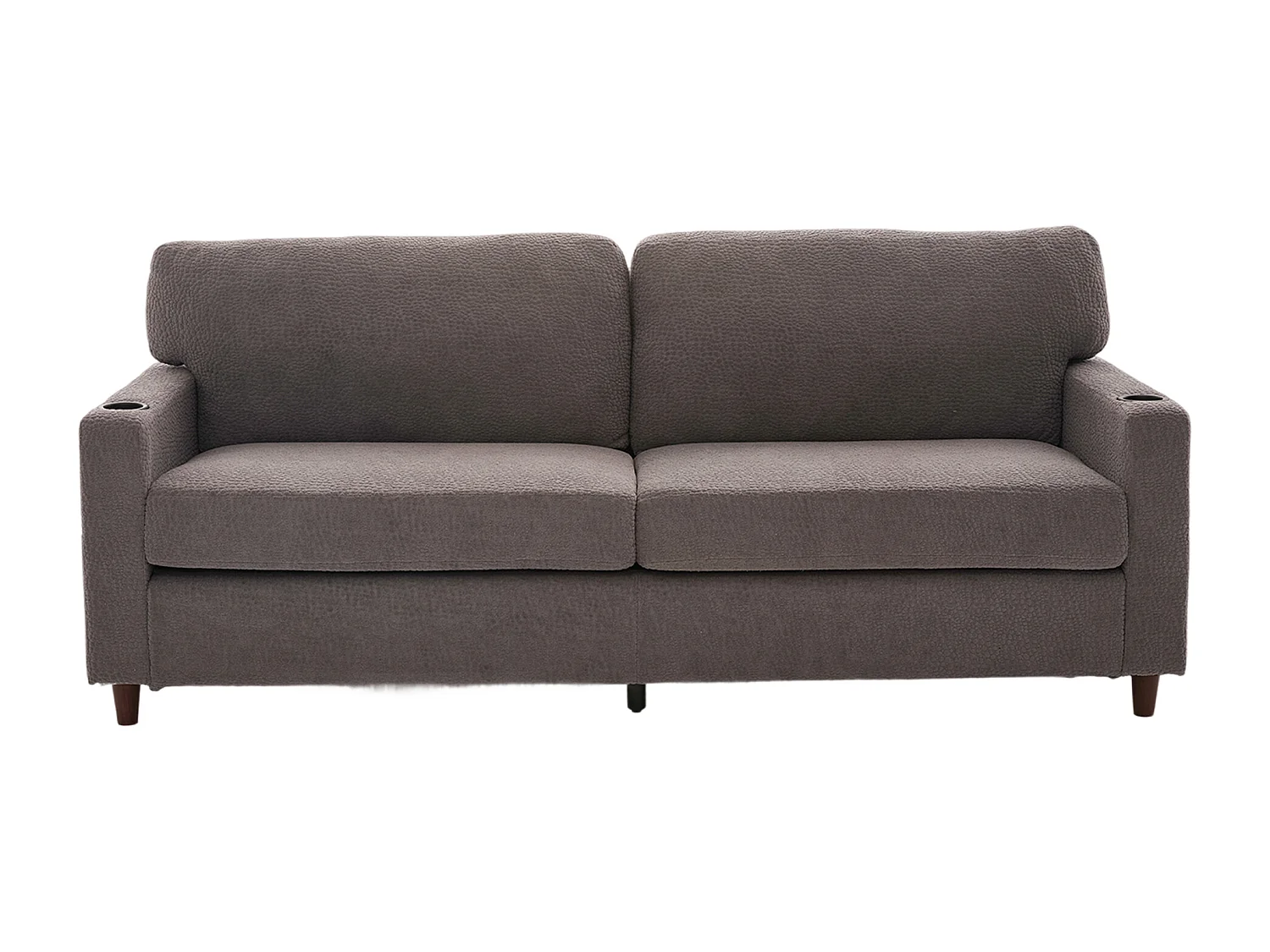 Sofá de 2 plazas con iluminación LED - Sofá recto con portavasos y bolsillos laterales - chenilla gris claro