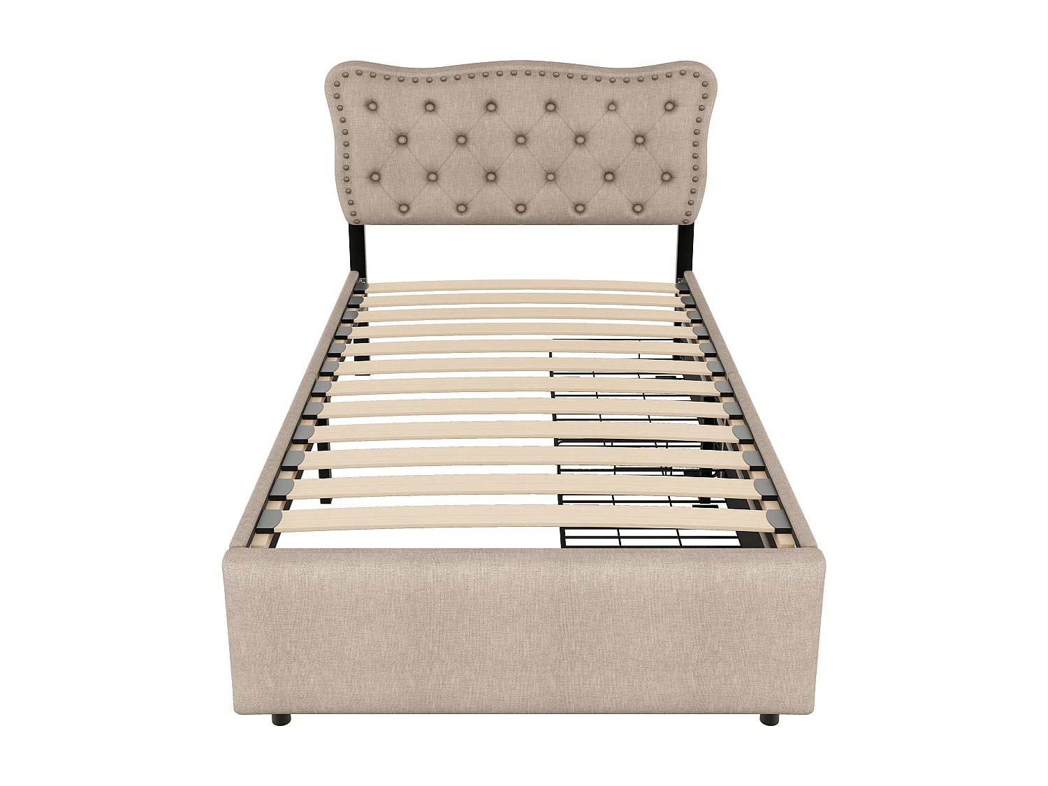 Kinderbett 90 x 200 cm – mit 2 Schubladen – Dunkelbeige