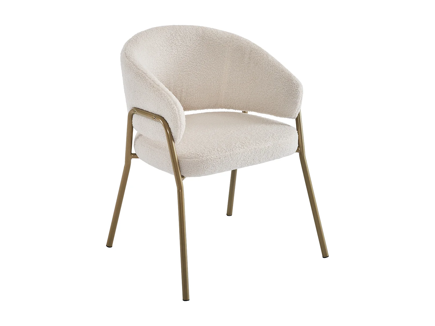 Set van 2 eetkamerstoelen - gouden poten en lamsvacht rugleuning - wit