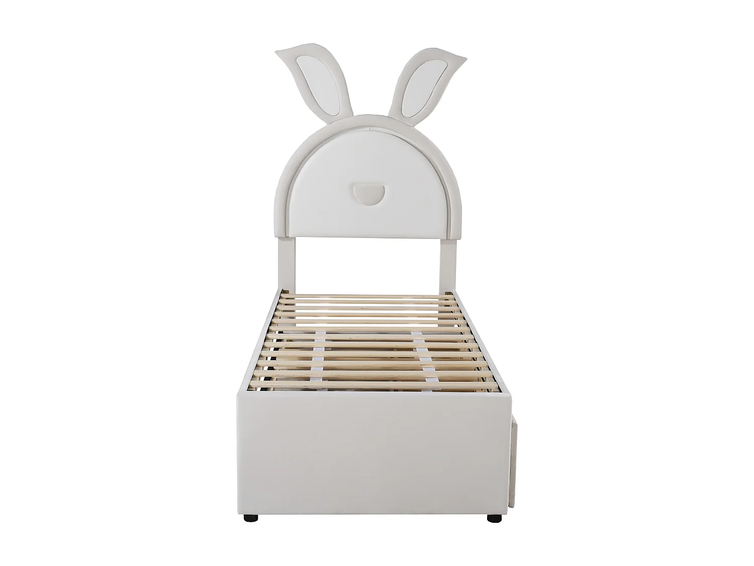 Cama abatible de 90x200 cm - Cama infantil con cajones, iluminación LED y láminas - Terciopelo beige - Sin colchón