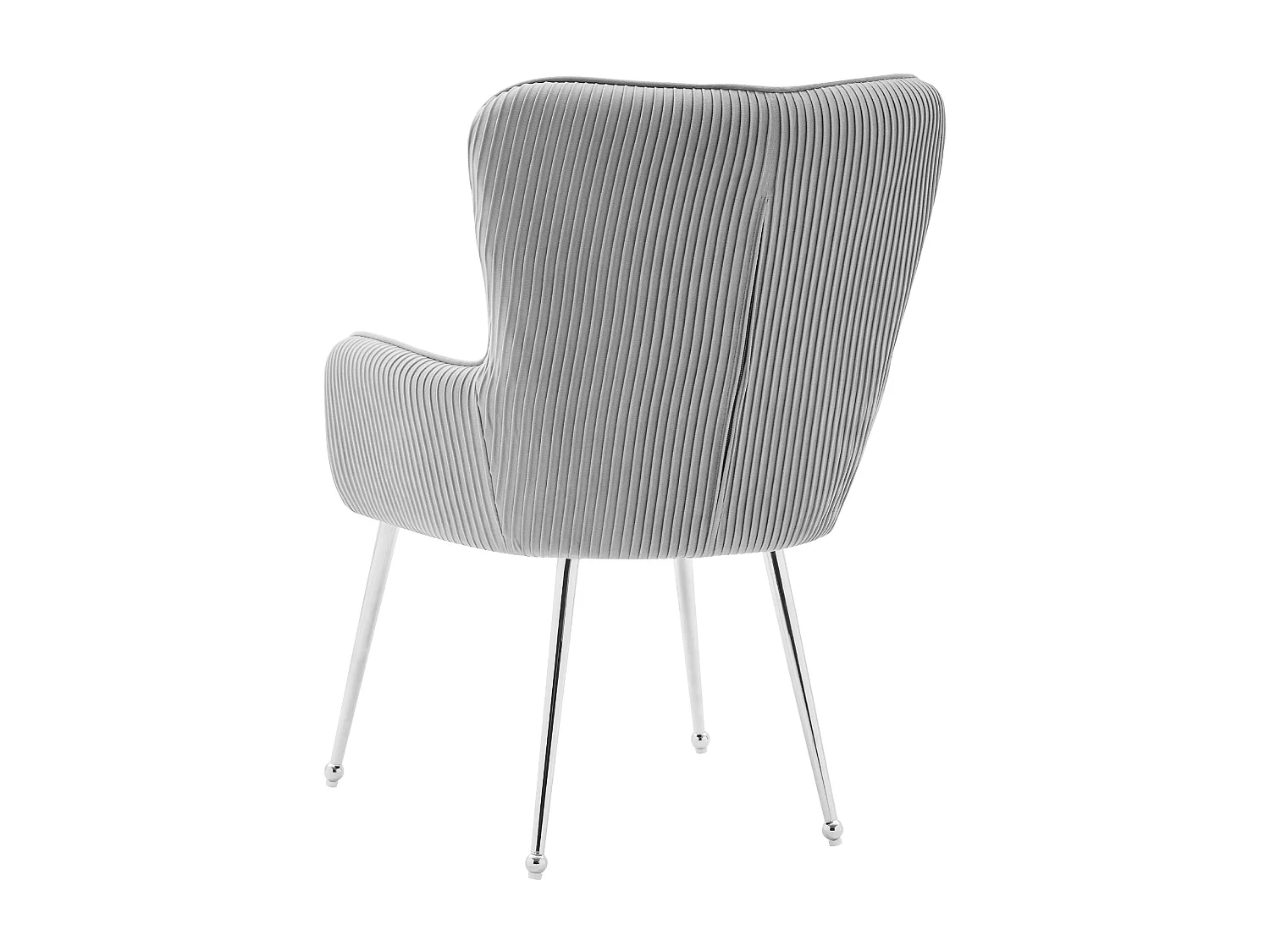 Lot de 4 chaises en velours avec accoudoirs et soutien lombaire, pieds métalliques réglables – gris et argenté