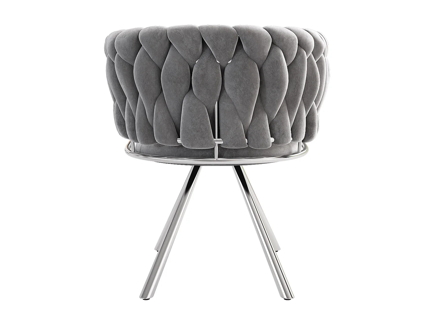 Lot de 4 chaises en velours, piètement métal – gris et argenté