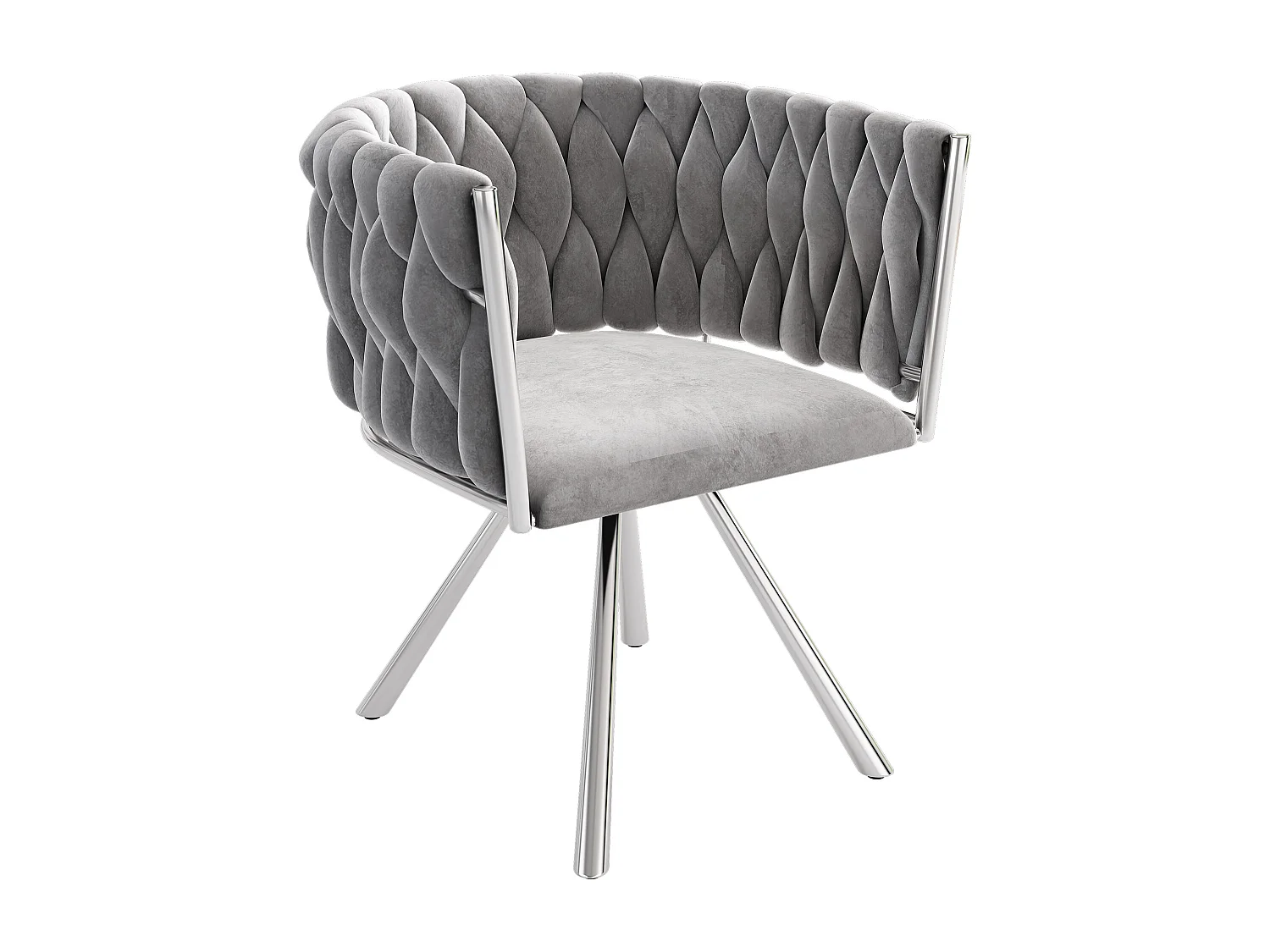 Lot de 2 chaises en velours et métal – gris et argent