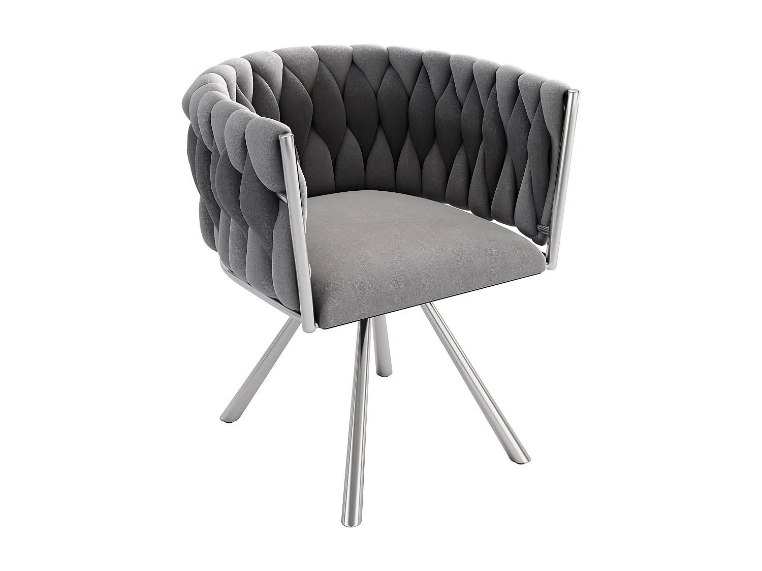 Lot de 2 chaises en velours et métal – gris et argent