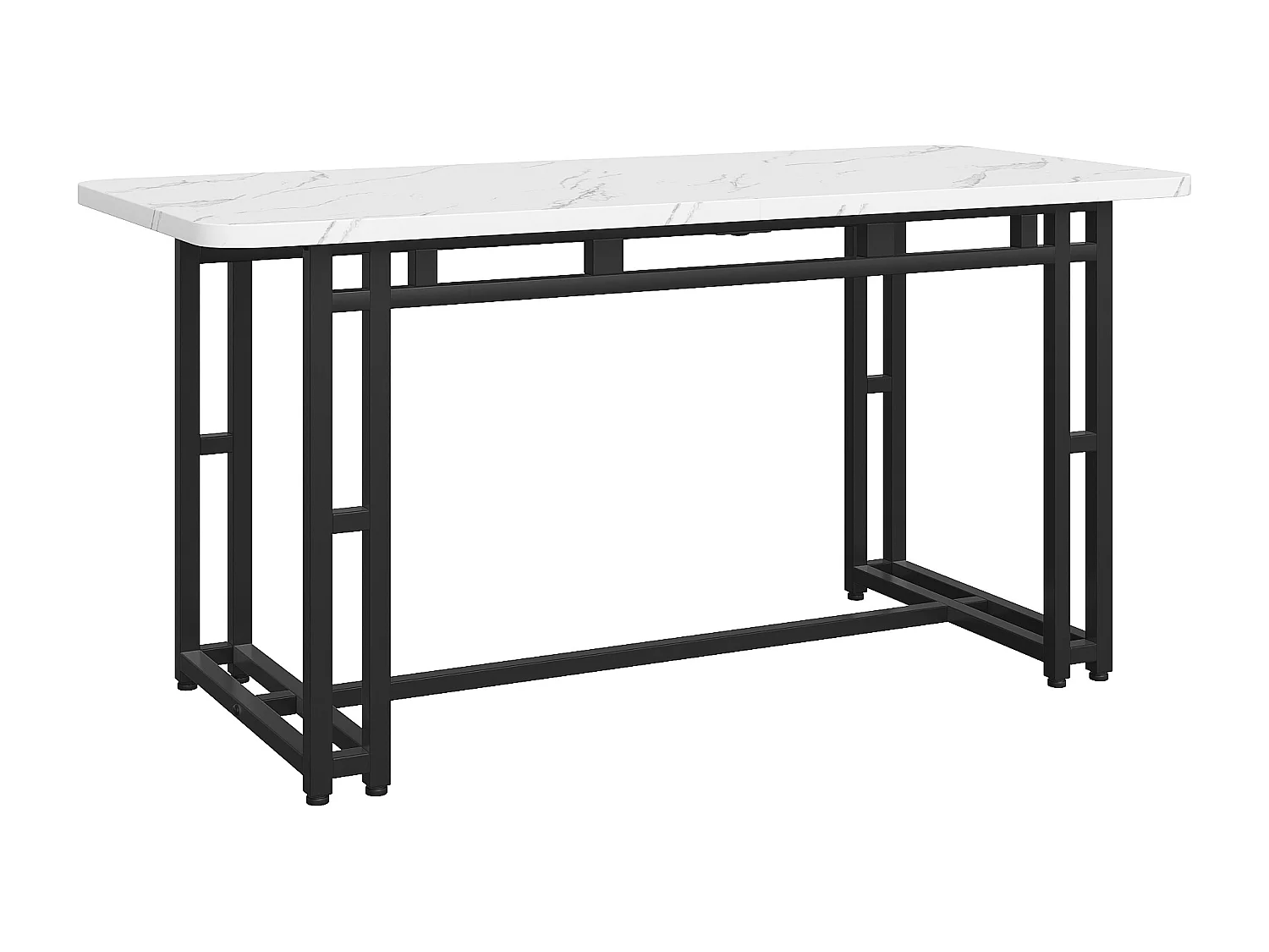 Prostokątny stół jadalny 140 x 80 cm - czarne nogi i metalowa rama - biały blat MDF