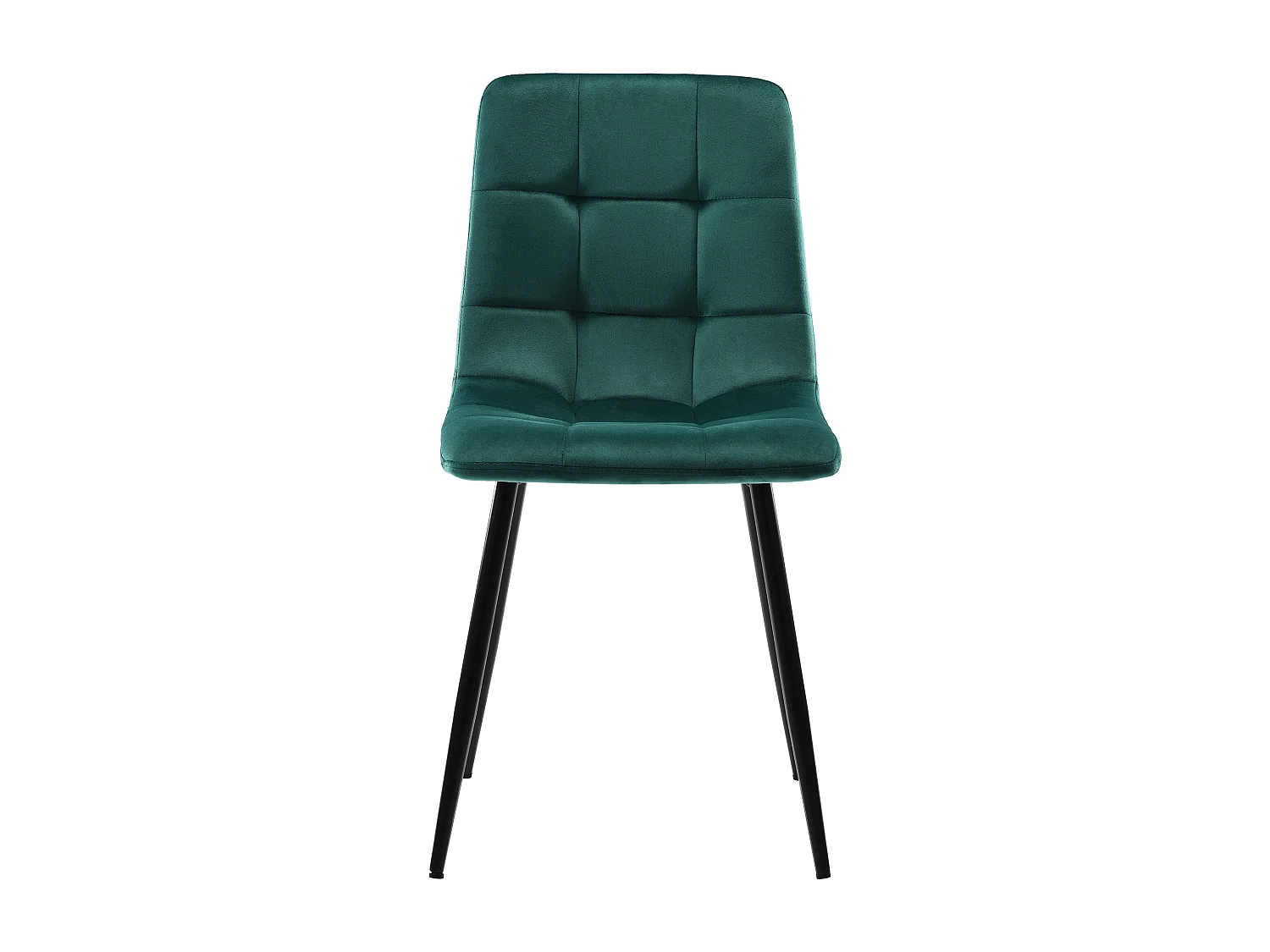 Ensemble table fixe et chaise 140 x 80 cm - pieds noirs et plateau blanc - avec 4 chaises en velours vert foncé