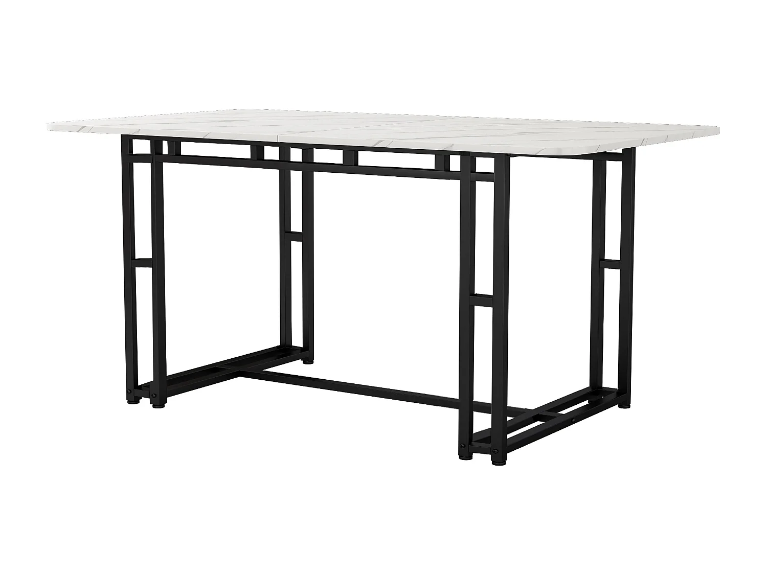 Ensemble table fixe et chaise 140 x 80 cm - pieds noirs et plateau blanc - avec 4 chaises en velours vert foncé