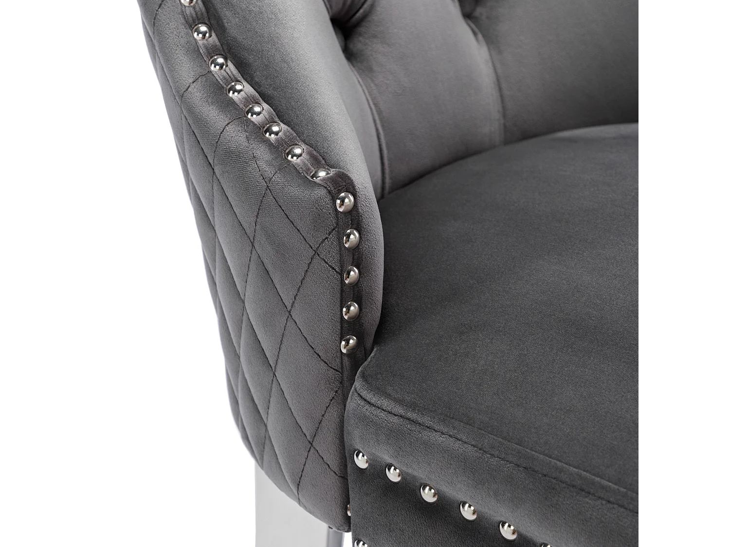 Lot de 6 chaises de salle à manger - anneaux de porte originaux au dossier - velours gris