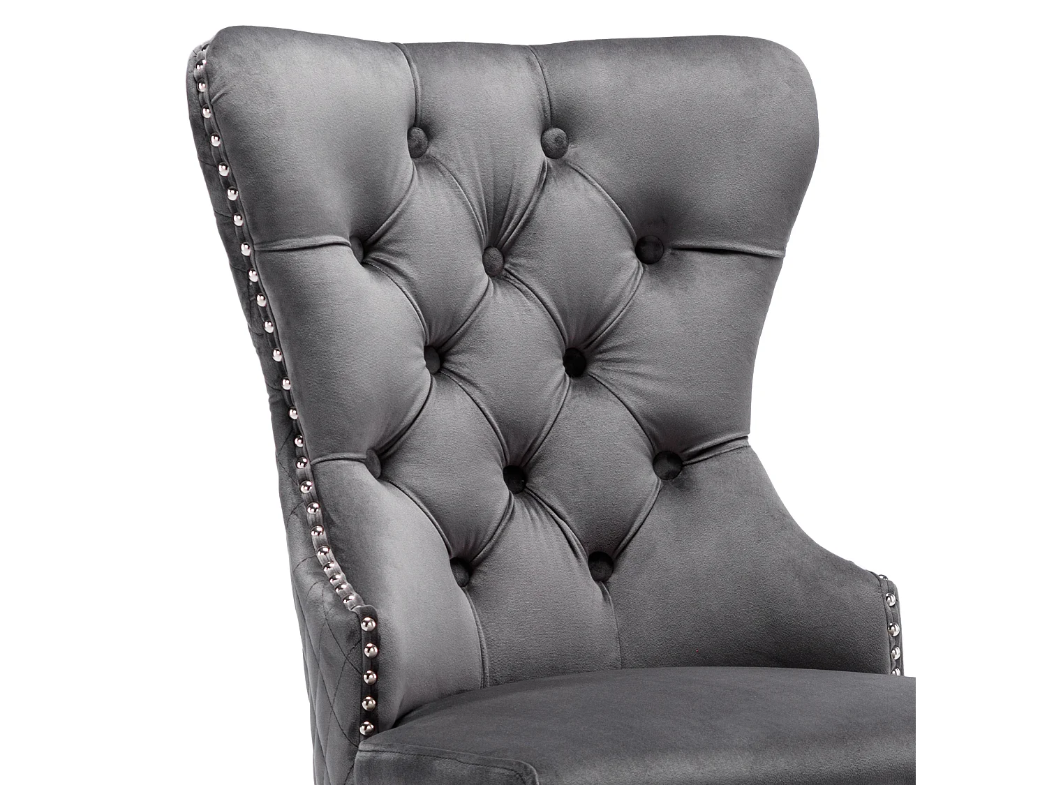 Lot de 6 chaises de salle à manger - anneaux de porte originaux au dossier - velours gris