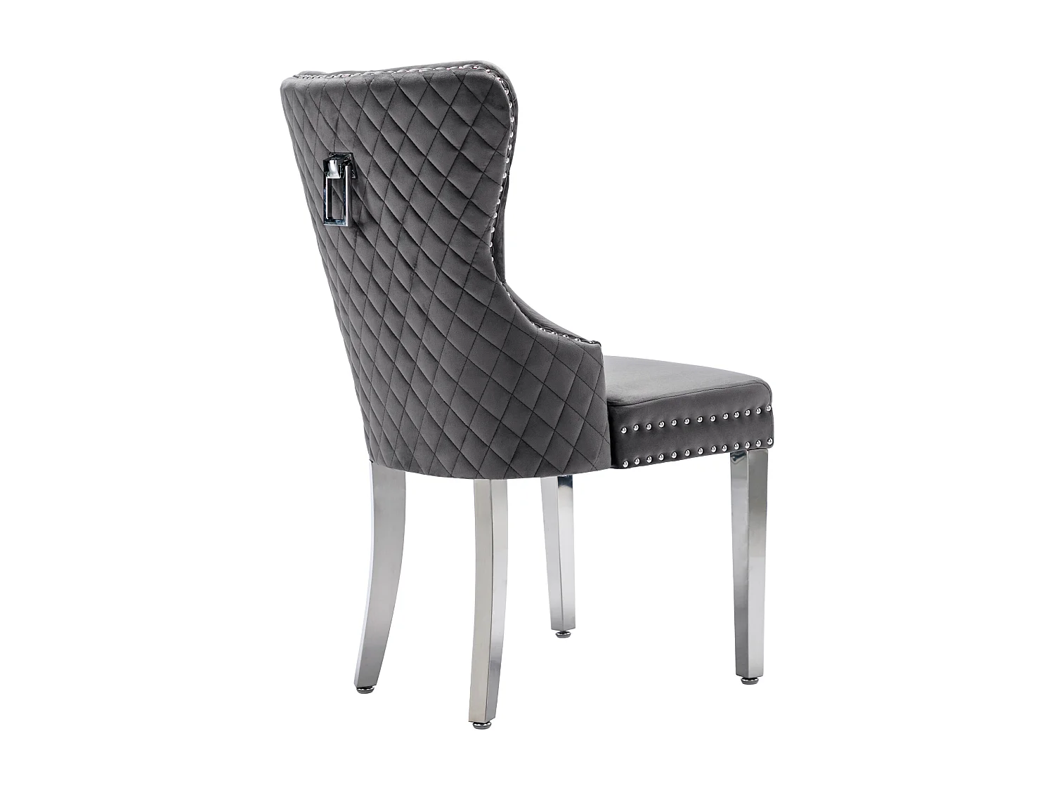 Lot de 6 chaises de salle à manger - anneaux de porte originaux au dossier - velours gris