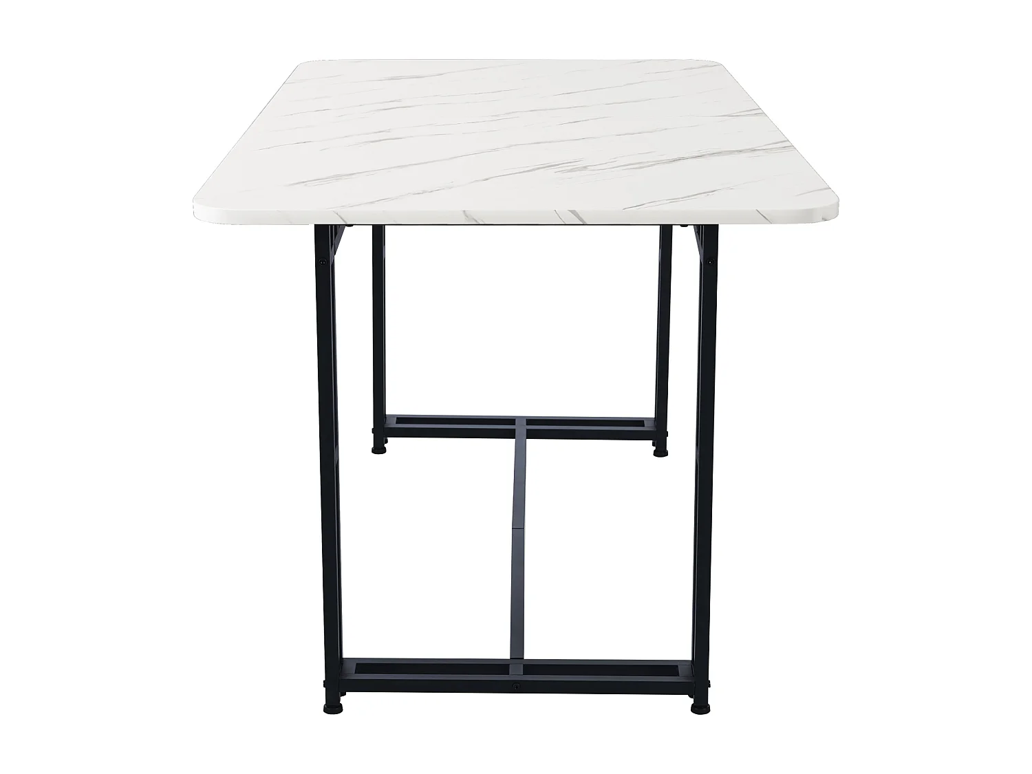 Tafel- en stoelenset 120 x 70 cm - zwarte poten en wit blad - met 4 donkergroene fluwelen stoelen