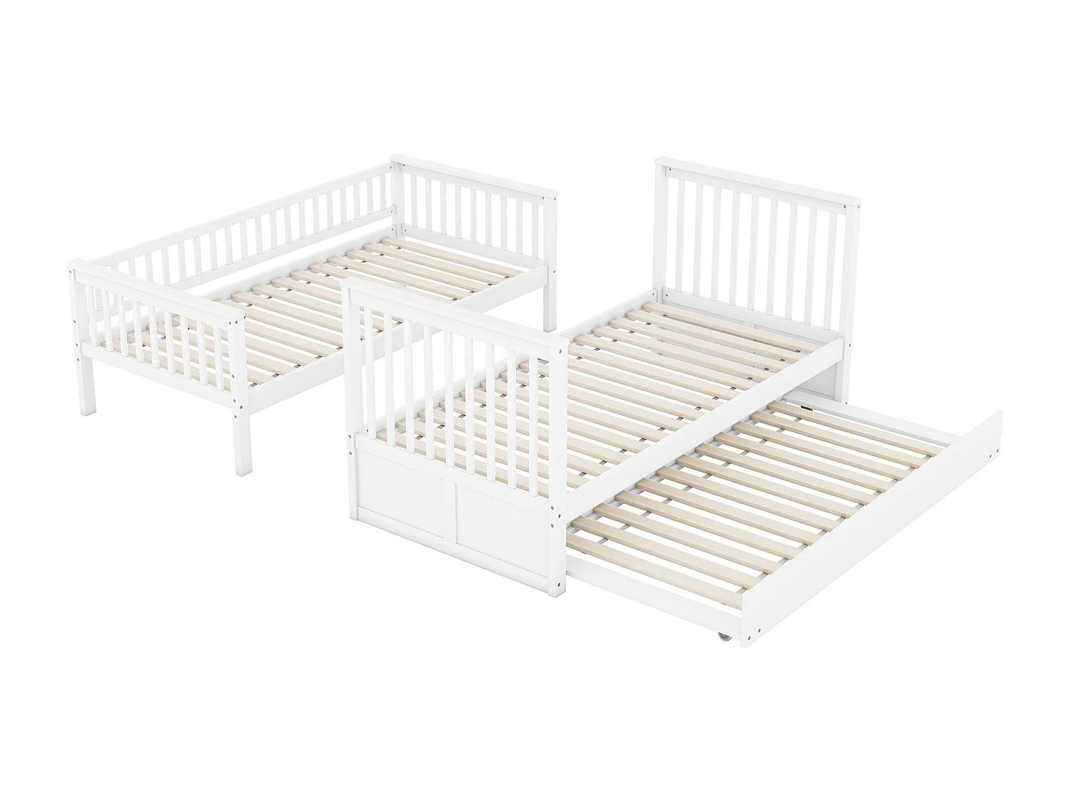 Litera de 90 x 200 cm - con cama nido - barandillas altas de seguridad - blanca