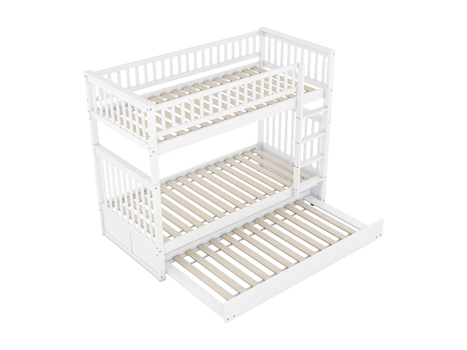 Litera de 90 x 200 cm - con cama nido - barandillas altas de seguridad - blanca