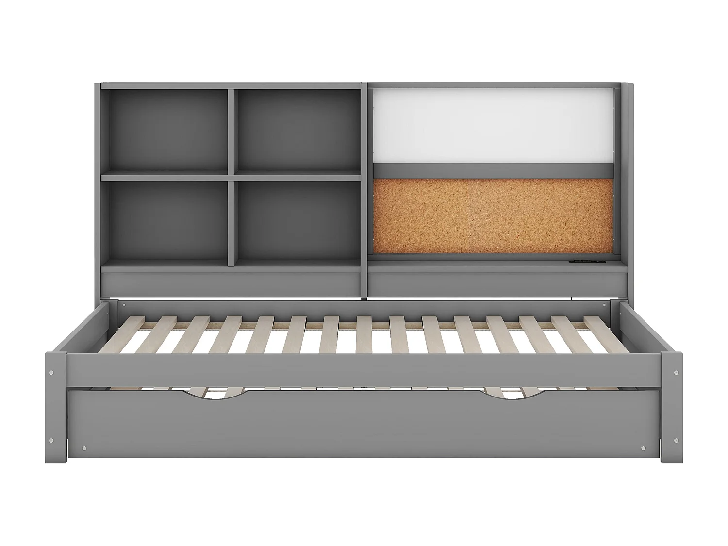 Opklapbed 90x200 cm - met USB, planken - grijs