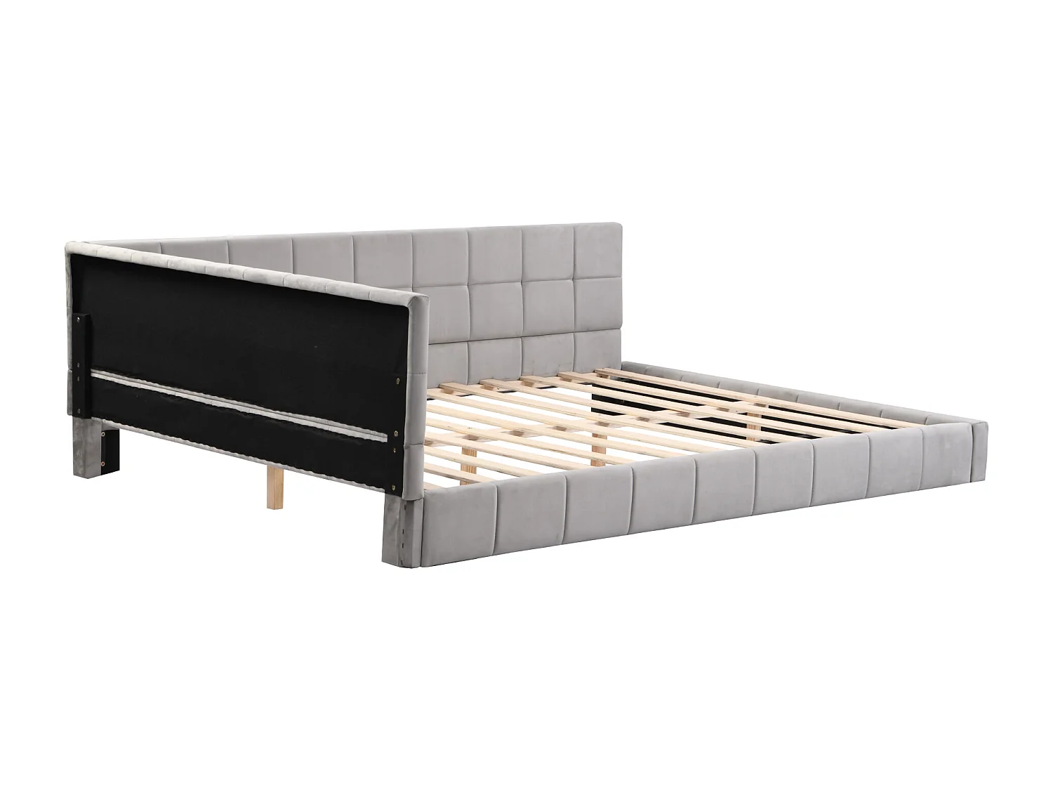 Łóżko dla dorosłych 140x200 cm - z zagłówkiem, stelażem i szufladą - szary aksamit - bez materaca