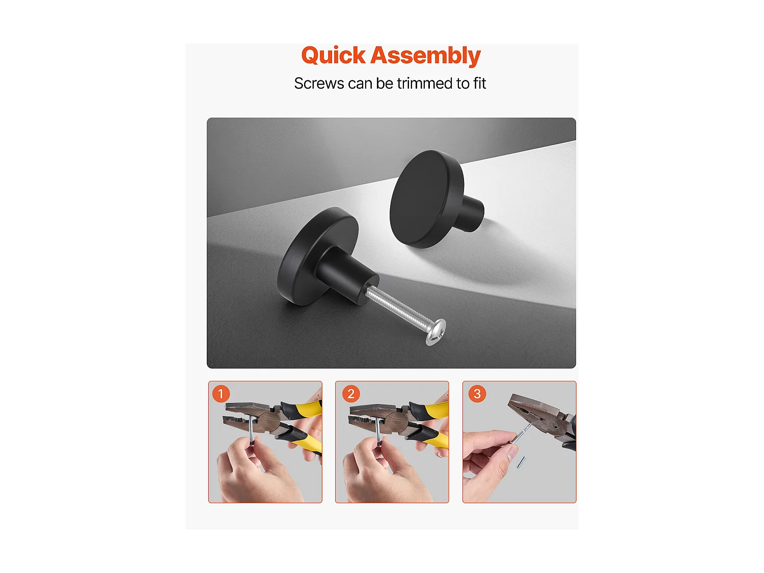 Meubelknoop SucceBuy, Set van 10, Kastknop, 3,2 cm, in Zinklegering, Paddenstoelvorm, met Schroeven, Knop voor Lades, Deuren, Commodes, Zwart