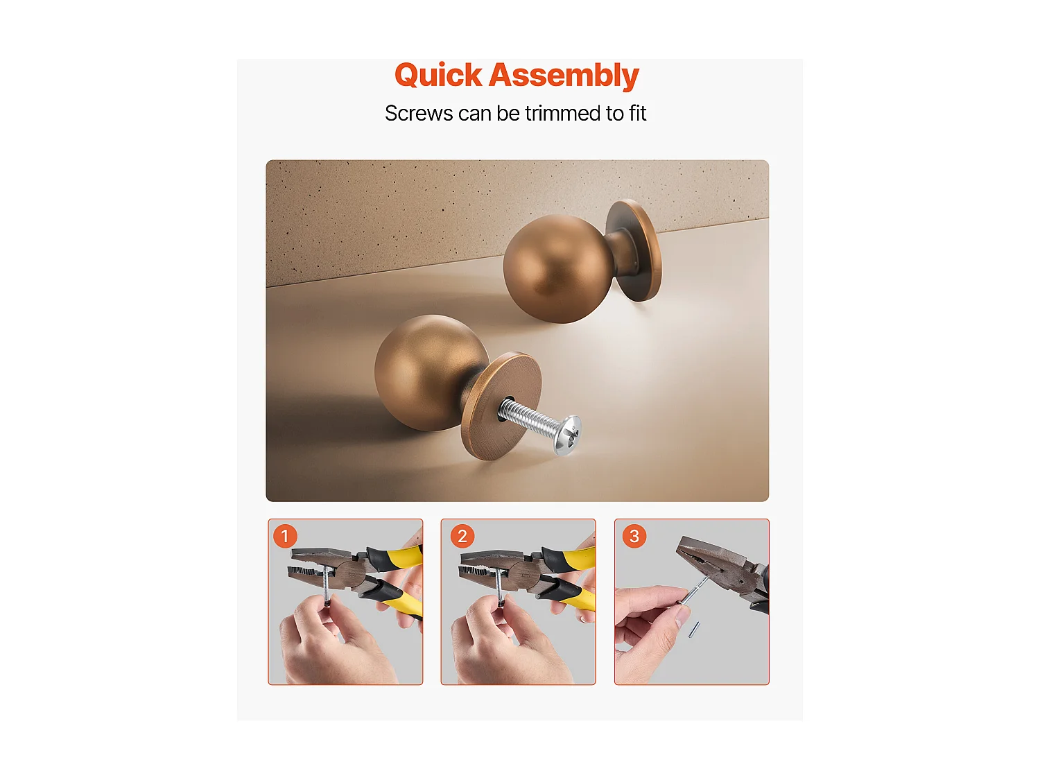 Bouton de Meuble SucceBuy, Lot de 12, Poignée de Placard, 2,5 cm, Alliage de Zinc, Forme Ronde, avec Vis, Bouton pour Tiroirs, Portes, Commodes, Armoires