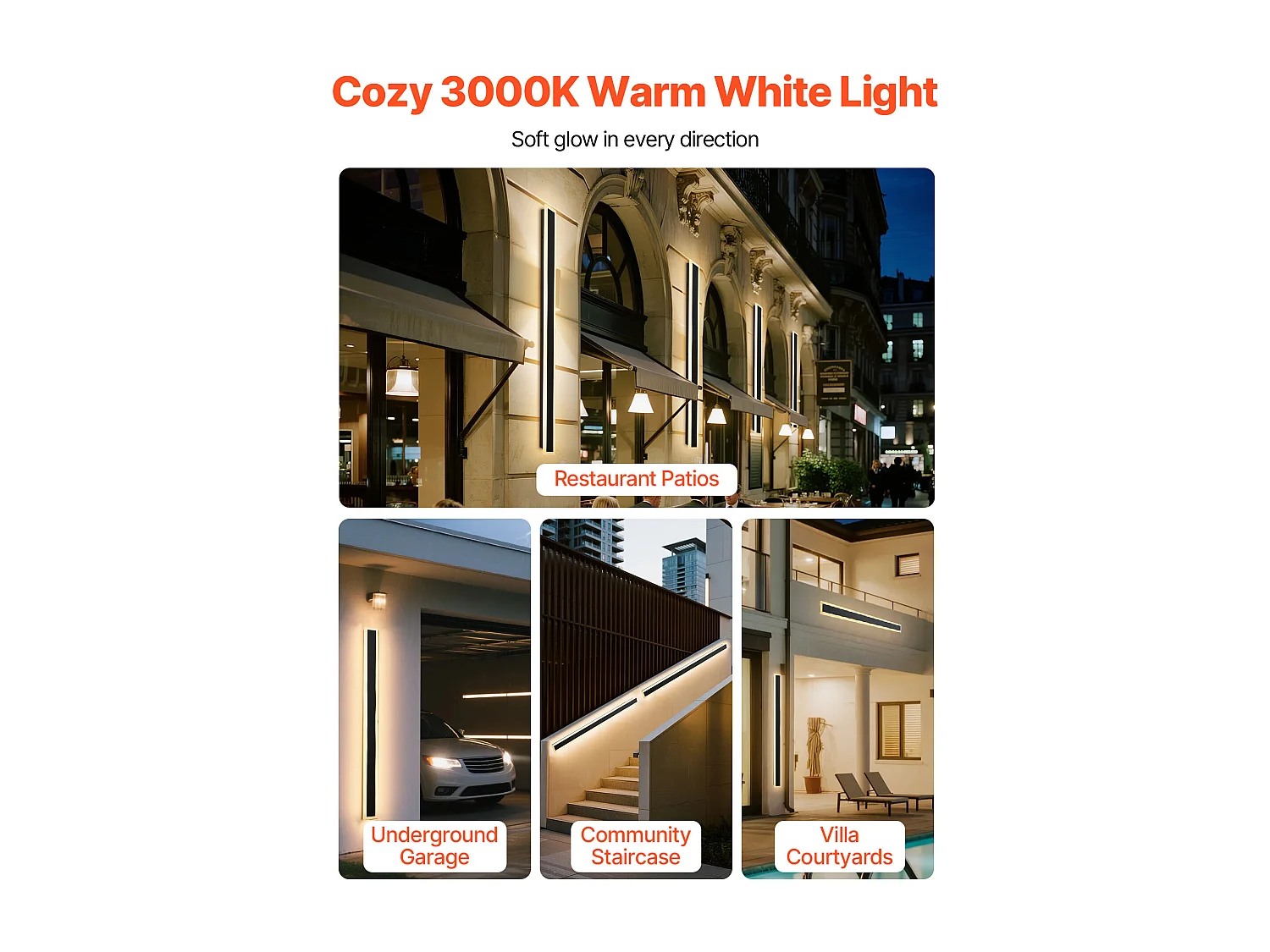 Applique a Parete SucceBuy Esterno, 12 W, Illuminazione Esterna a Parete, Lotto di 2, Applique a Parete Moderne LED, 1,2 m, Bianco Caldo 3000 K, Impermeabile IP65