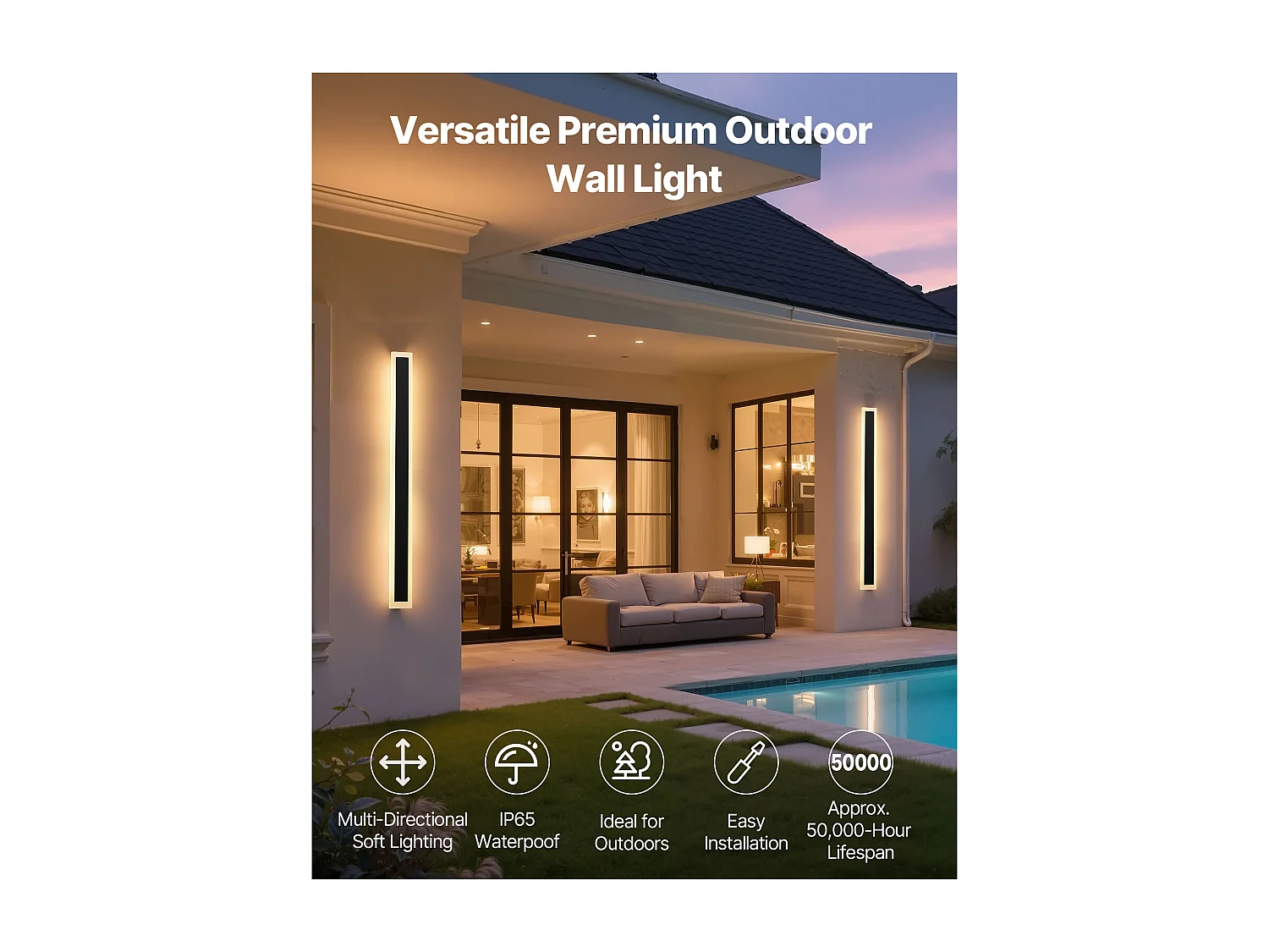 Applique a Parete SucceBuy Esterno, 21 W, Illuminazione Esterna a Parete, Lotto di 2, Applique a Parete Moderne LED 1,2 m, Regolabile 2700 K-6000 K