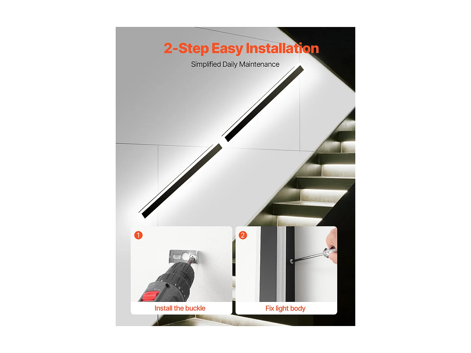 Applique a Parete SucceBuy Esterno, 21 W, Illuminazione Esterna a Parete, Lotto di 2, Applique a Parete Moderne LED 1,2 m, Regolabile 2700 K-6000 K