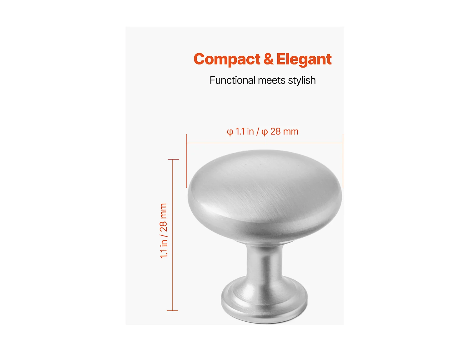 Meubelknoop SucceBuy, Set van 25, Kastknop, 2,8 cm, in Zinklegering, Paddenstoelvorm, met Schroeven, Knop voor Lades, Deuren, Commodes