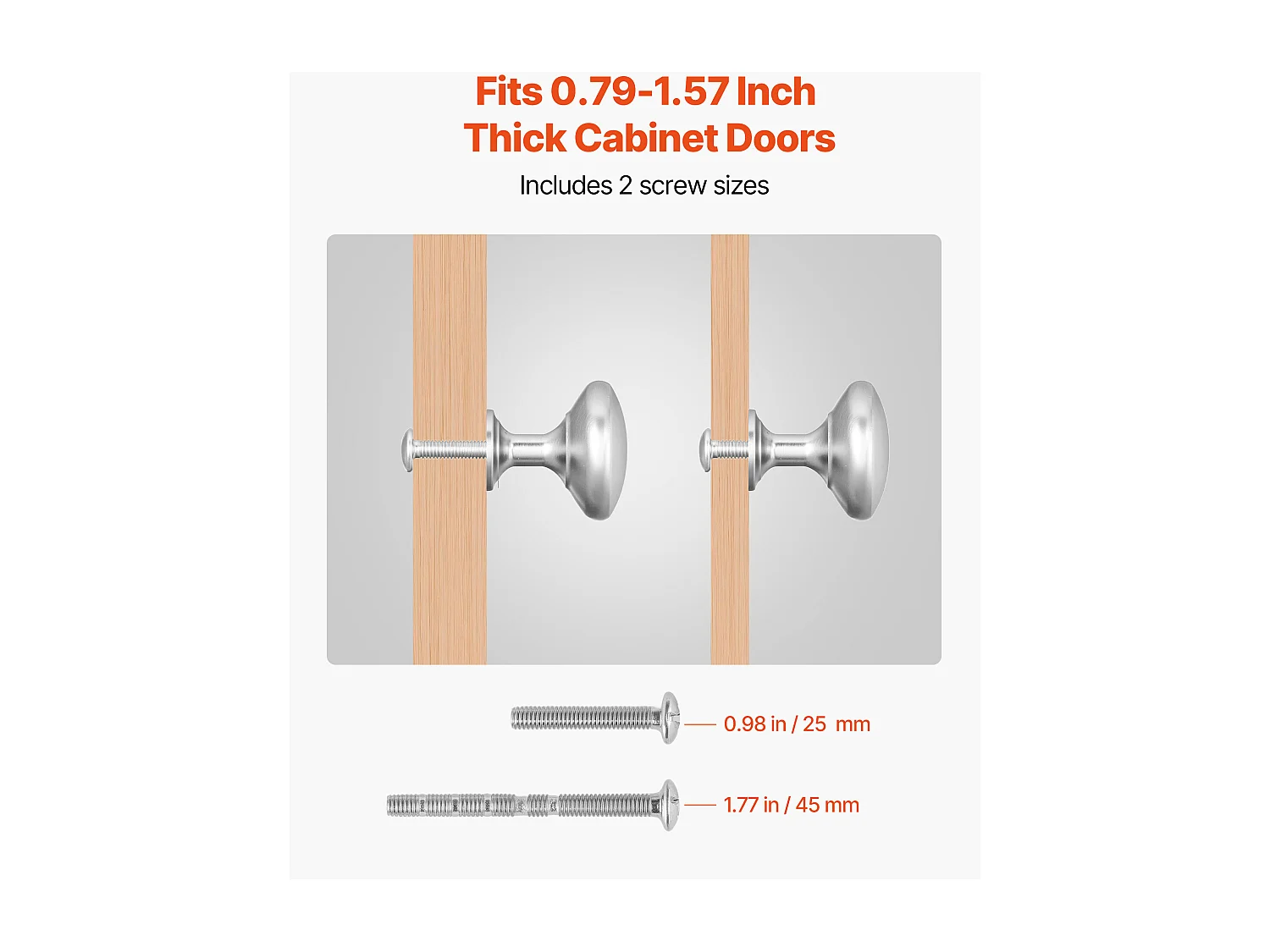 Meubelknoop SucceBuy, Set van 25, Kastknop, 2,8 cm, in Zinklegering, Paddenstoelvorm, met Schroeven, Knop voor Lades, Deuren, Commodes