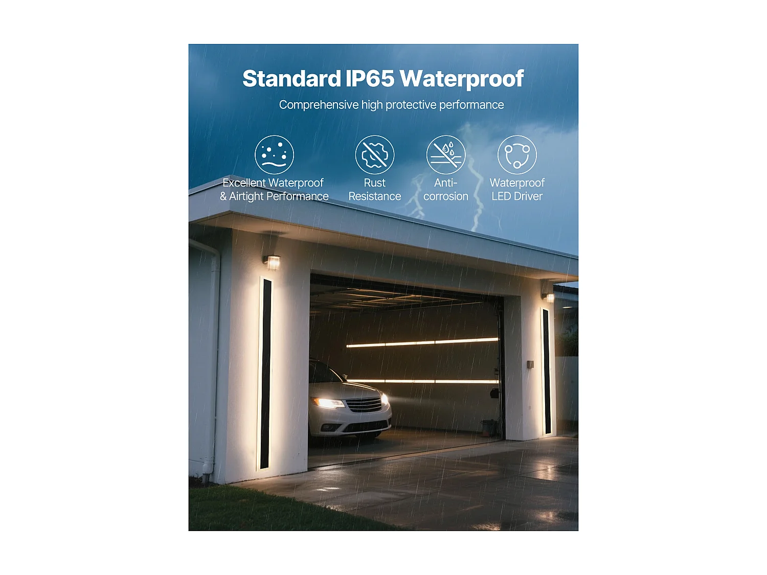 Wandlamp SucceBuy Buiten, 27 W, Buitenwandverlichting, Set van 2, Moderne Wandlampen LED 1,5 m, Instelbaar 2700 K-6000 K, Waterdicht IP65