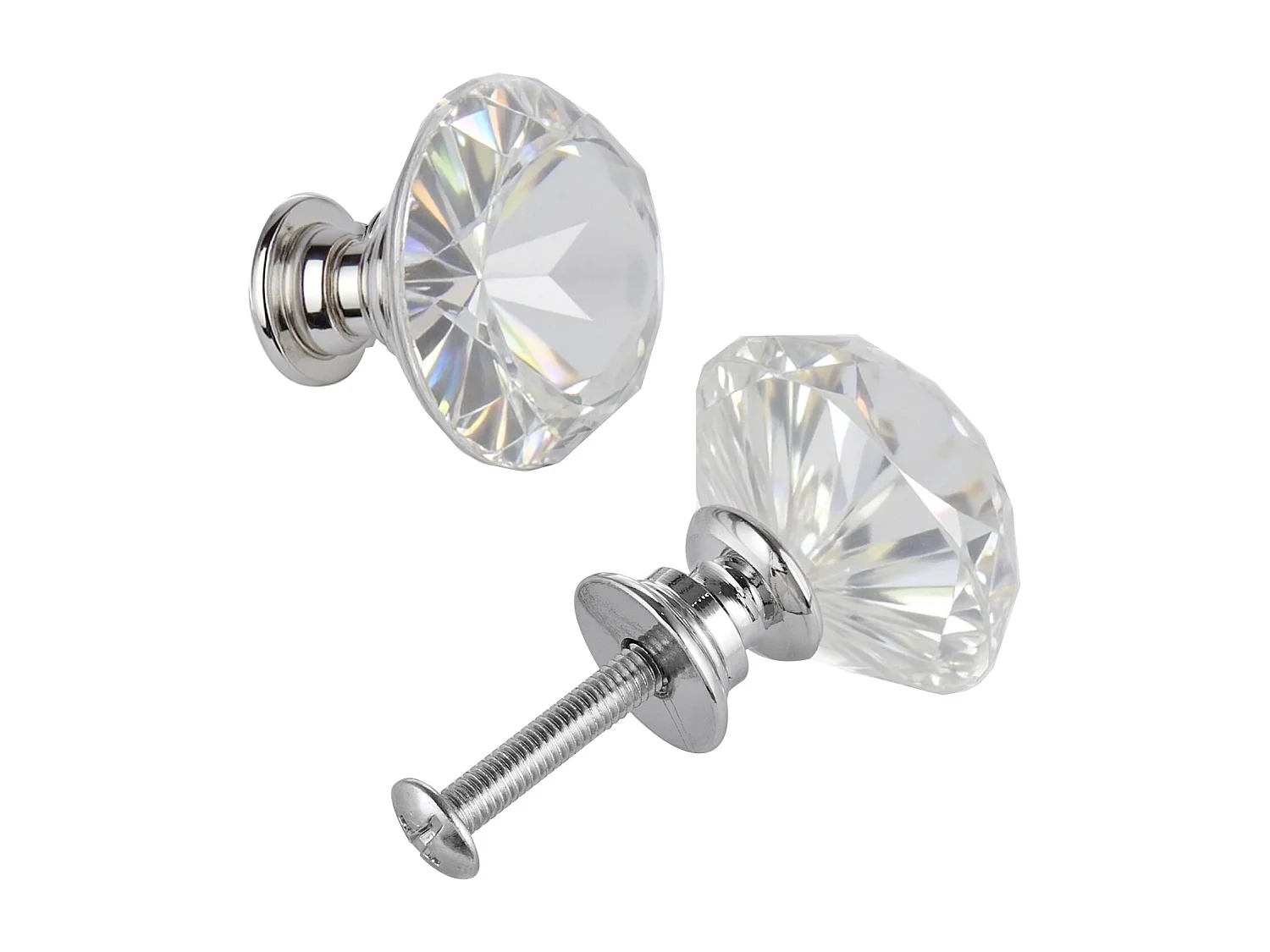 Meubelknoop SucceBuy, Set van 12, Kastknop, 3 cm, Acryl en Zinklegering, Diamantvorm, met Schroeven, Knop voor Lades, Deuren, Commodes