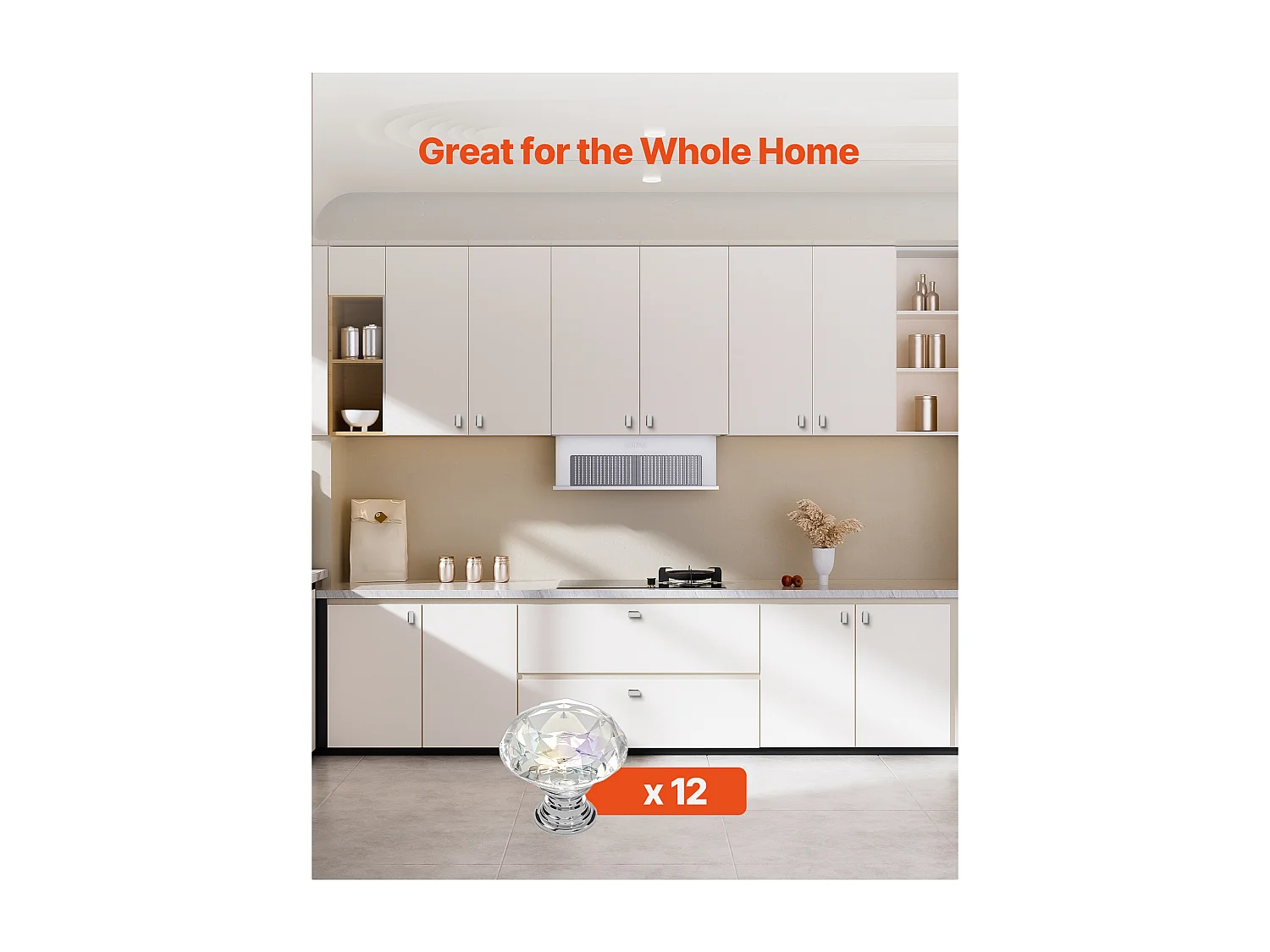 Meubelknoop SucceBuy, Set van 12, Kastknop, 3 cm, Acryl en Zinklegering, Diamantvorm, met Schroeven, Knop voor Lades, Deuren, Commodes