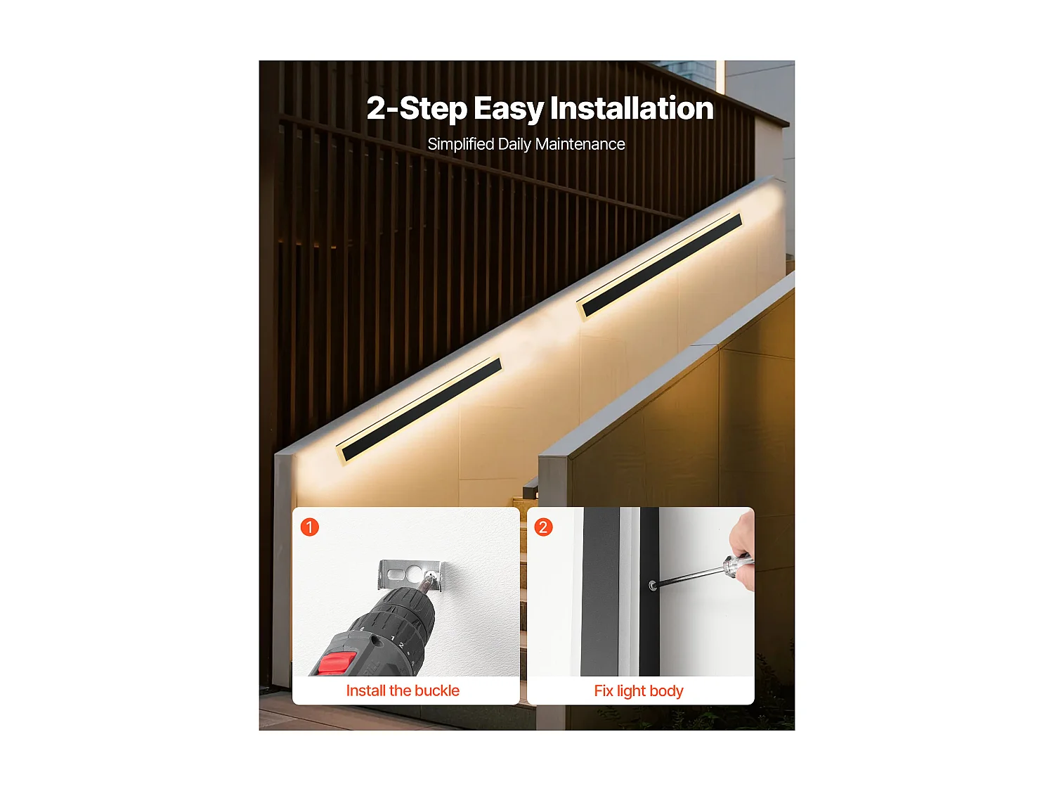 Applique a Parete SucceBuy da Esterno, 8 W, Illuminazione Esterna a Parete, Lotto di 2, Applique a Parete Moderne LED, Bianco Caldo 3000 K, Impermeabile IP65