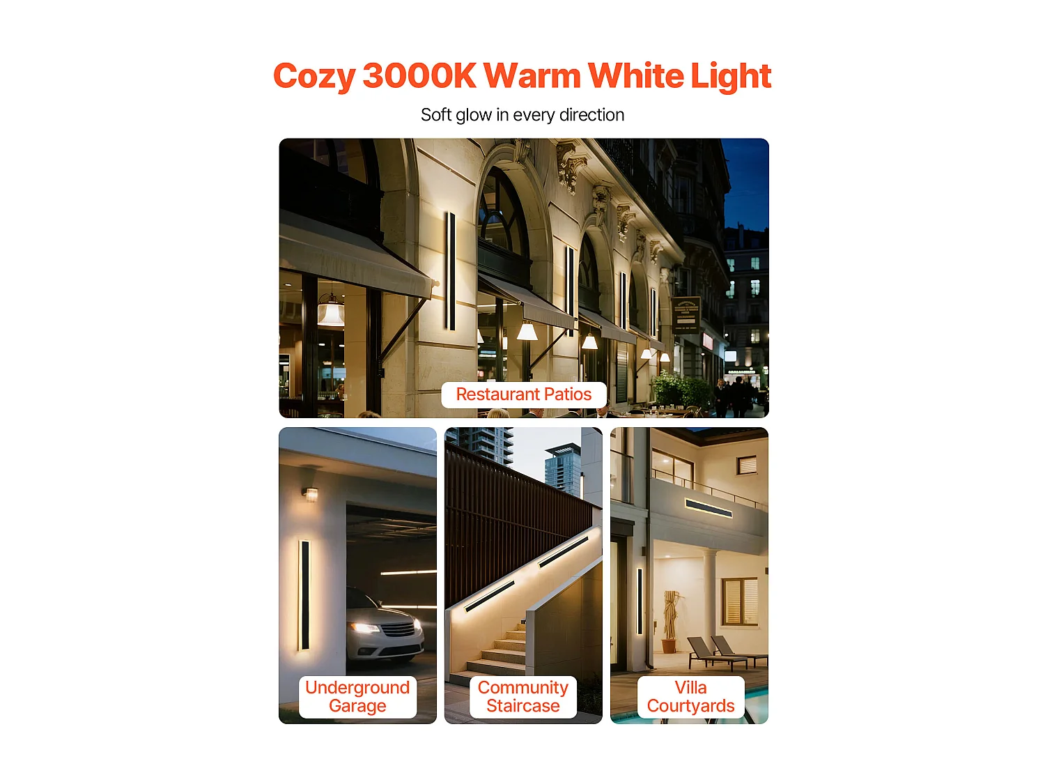 Applique a Parete SucceBuy da Esterno, 8 W, Illuminazione Esterna a Parete, Lotto di 2, Applique a Parete Moderne LED, Bianco Caldo 3000 K, Impermeabile IP65