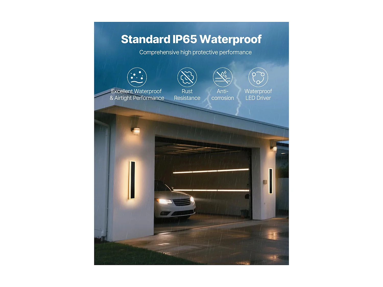 Applique a Parete SucceBuy da Esterno, 6 W, Illuminazione Esterna a Parete, Banda Luminosa Lunga Moderna LED, 60 cm, Bianco Caldo 3000 K, Tenuta Stagna IP65