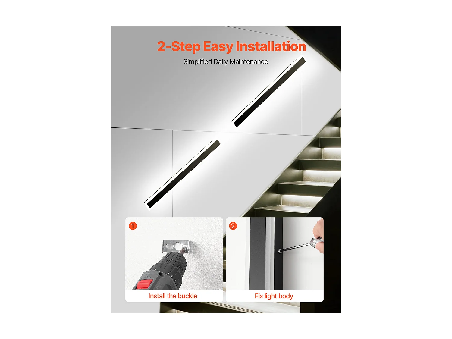 Applique a Parete SucceBuy Esterno, 18 W, Illuminazione Esterna a Parete, Lotto di 2, Applique a Parete Moderne LED 1 m, Regolabile 2700 K-6000 K