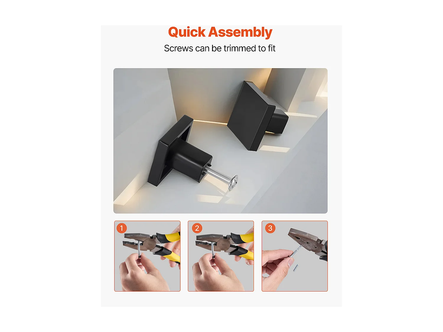 Meubelknoop SucceBuy, Set van 10, Kastknop, 3 cm, Zinklegering, Vierkante Vorm, met Schroeven, Knop voor Lades, Deuren, Commodes, Kasten, Zwart