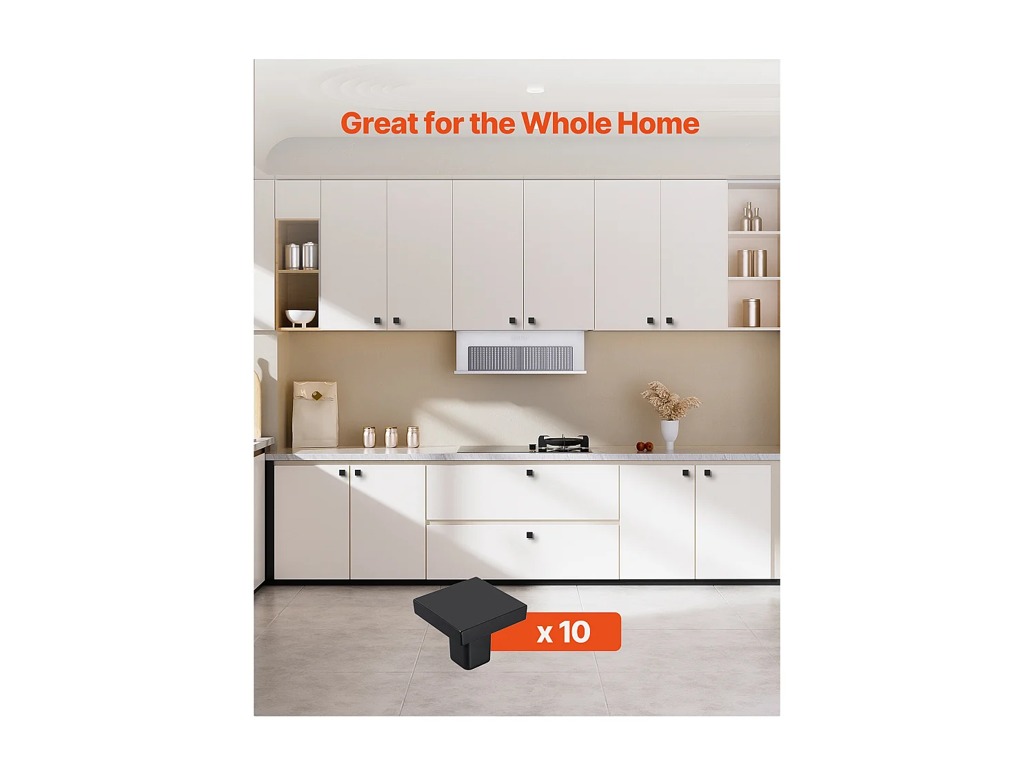 Meubelknoop SucceBuy, Set van 10, Kastknop, 3 cm, Zinklegering, Vierkante Vorm, met Schroeven, Knop voor Lades, Deuren, Commodes, Kasten, Zwart