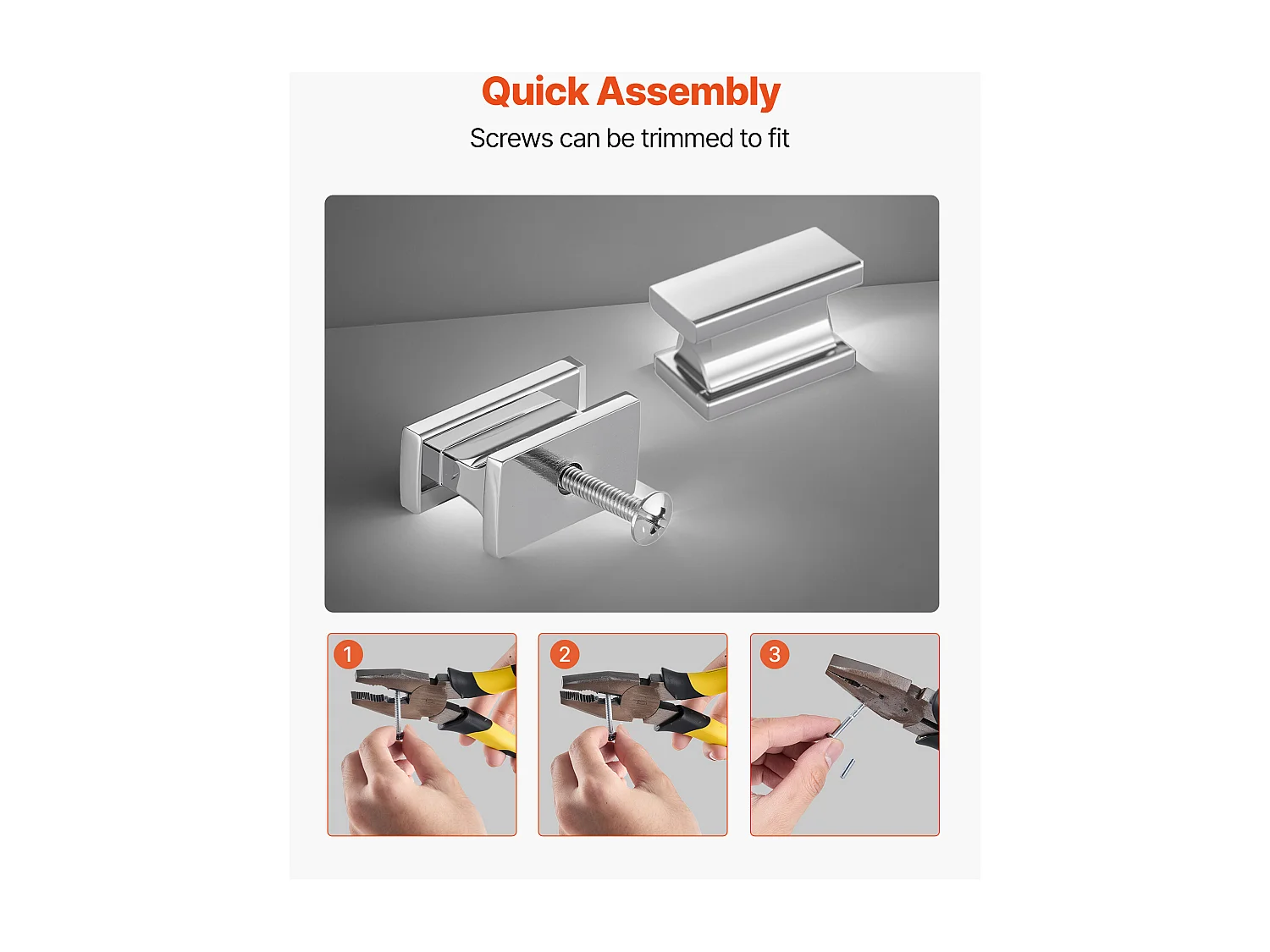 Meubelknoop SucceBuy, Set van 10, Kastknop, 3,6 cm, in Zinklegering, Rechthoekig, met Schroeven, Knop voor Lades, Deuren, Commodes