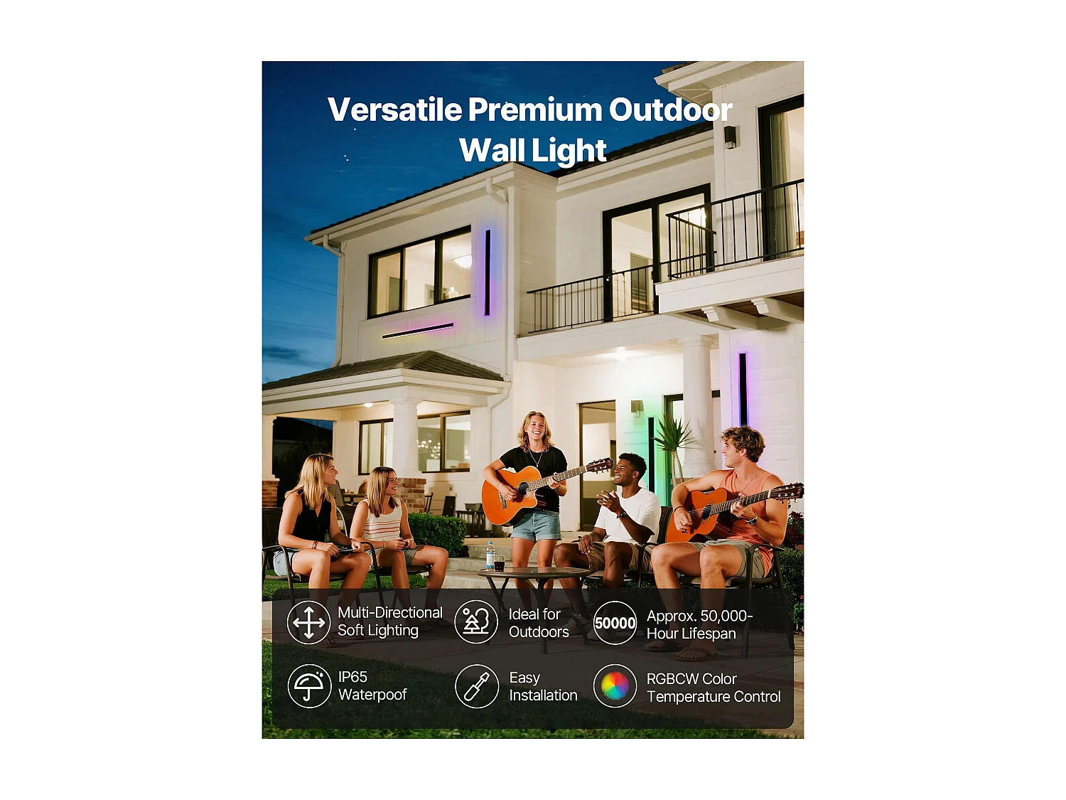 Applique a Parete SucceBuy Esterno, 10 W, Illuminazione Esterna a Parete, Lotto di 2, Applique a Parete Moderne RGB 1 m, Regolabile 2700 K-6000 K