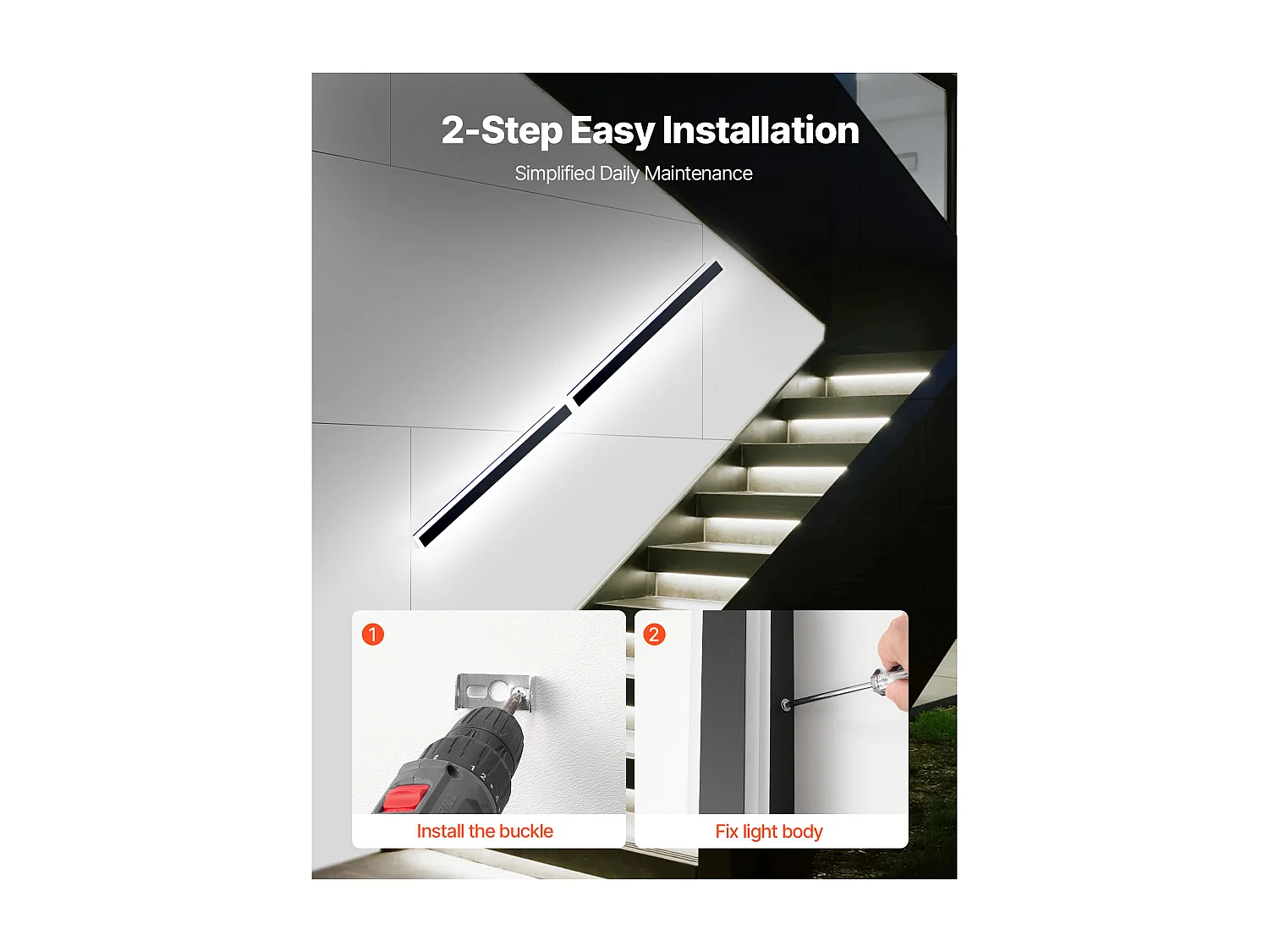 Applique a Parete SucceBuy Esterno, 10 W, Illuminazione Esterna a Parete, Lotto di 2, Applique a Parete Moderne RGB 1 m, Regolabile 2700 K-6000 K