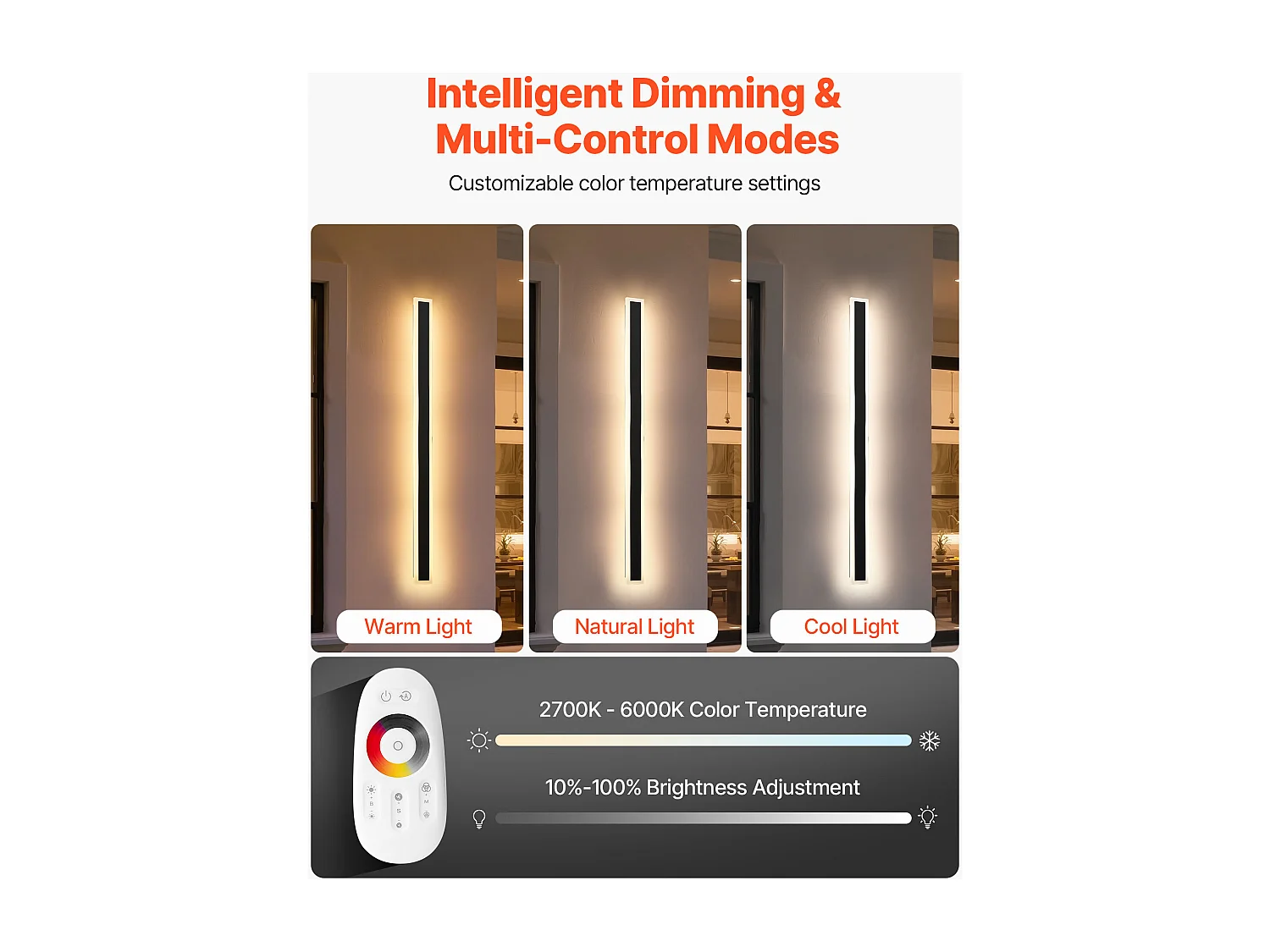 Applique a Parete SucceBuy Esterno, 10 W, Illuminazione Esterna a Parete, Lotto di 2, Applique a Parete Moderne RGB 1 m, Regolabile 2700 K-6000 K