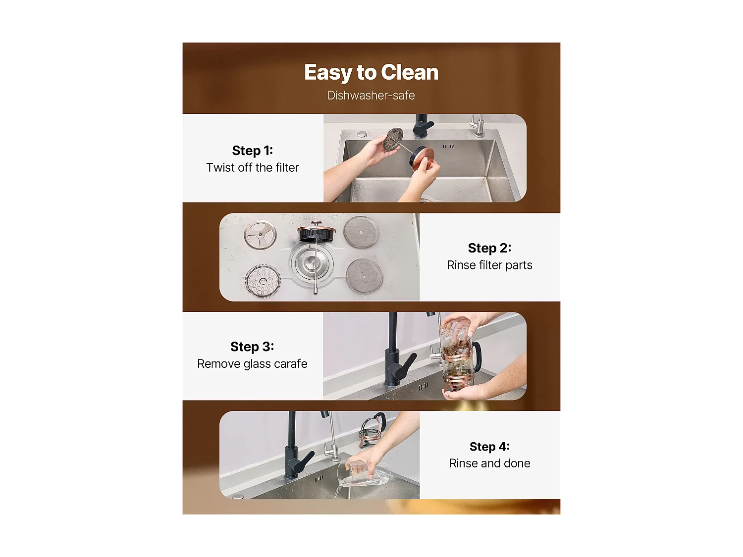 Cafetière à Piston SucceBuy en Verre Borosilicaté Capacité 1 L, Presse à Café avec Filtre en Acier Inoxydable, Grande Théière à Piston, Infusion à Froid