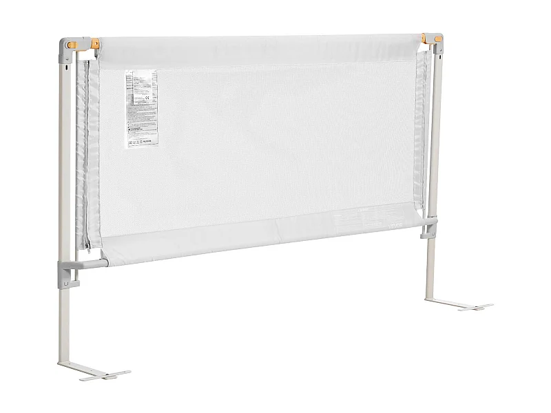 Kindergitter SucceBuy für Kinderbett, Länge 2 m, Bettgitter für Kleinkinder, mit Verstärktem Eisenrohr, Verstellbare Höhe 68-89 cm