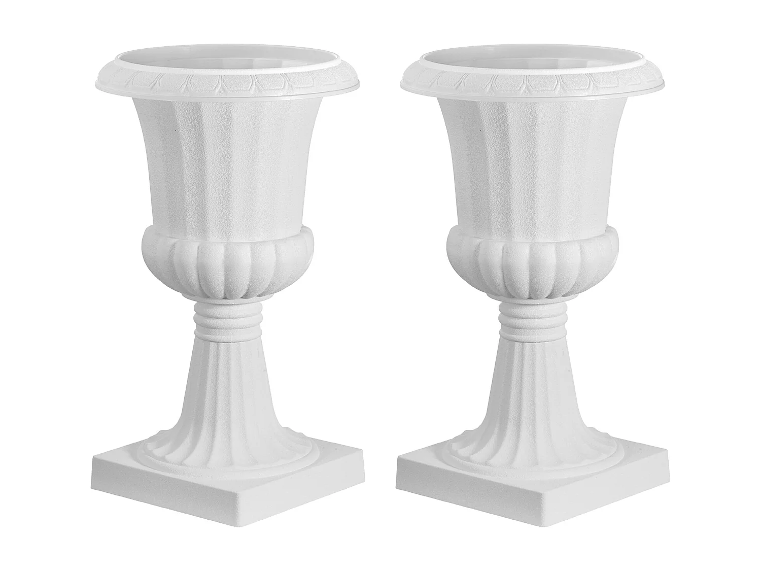 Plantenbak Plastic Urn SucceBuy, 25 x 42 cm, Klassieke Bloempot, Set van 2, voor Binnen, Buiten, Trouw, Feesten, Evenement, Podium, Ingangen, Wit